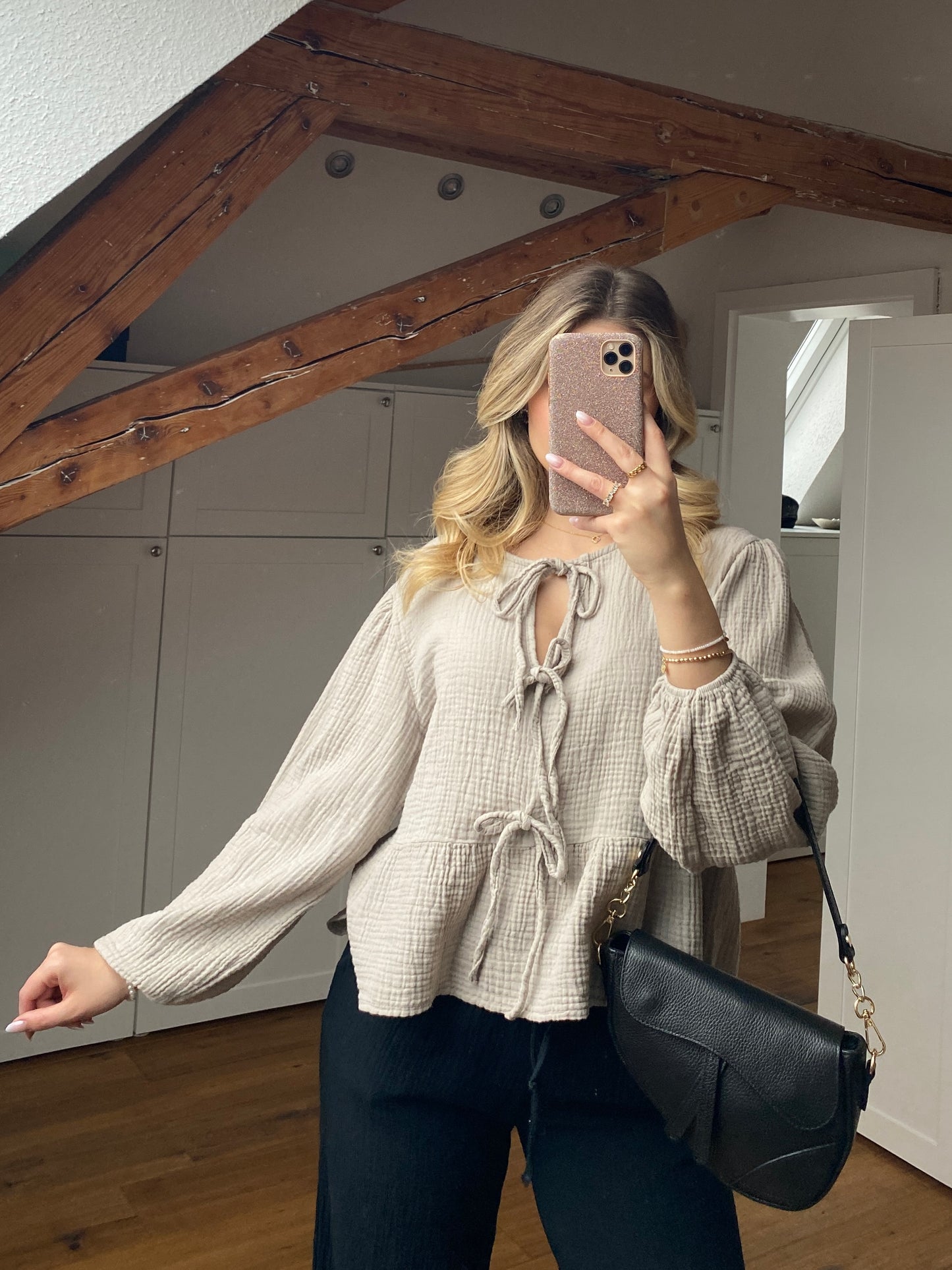 Ava Musselin Bluse - creme