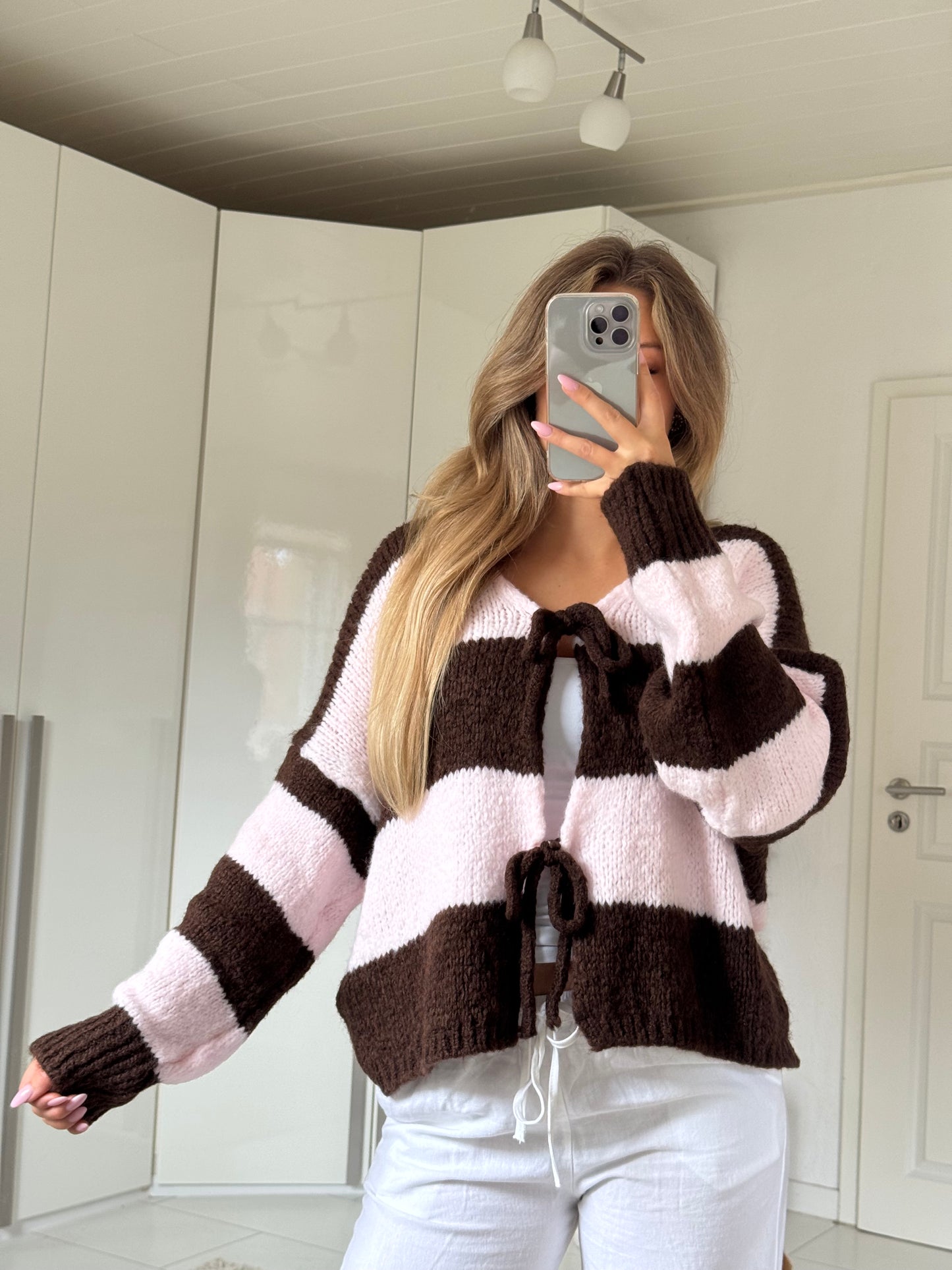 Streifen Cardigan - Rose Espresso