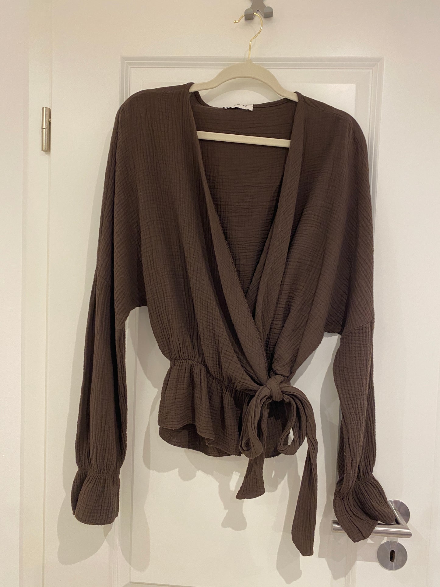 Musselin Wickelbluse - Schoko