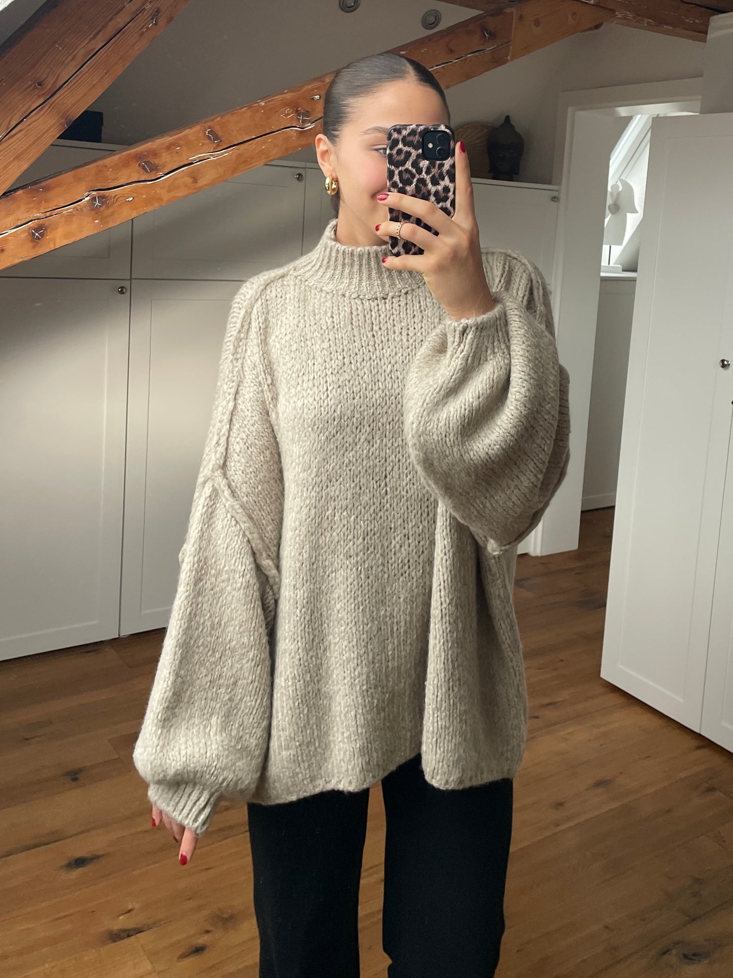 Cozy Strickpullover - taupe