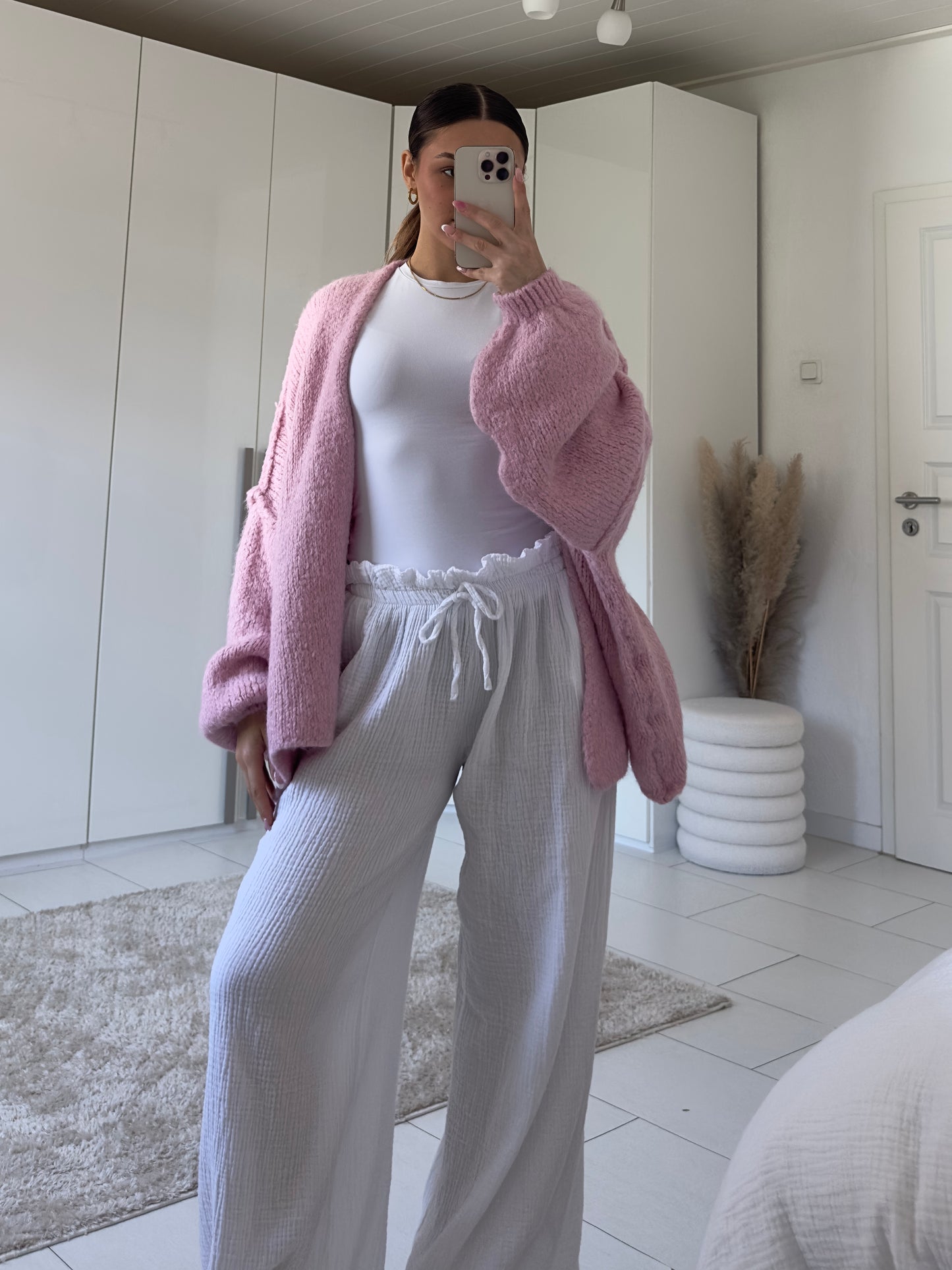 Cozy Simple Strickjacke - Rosa