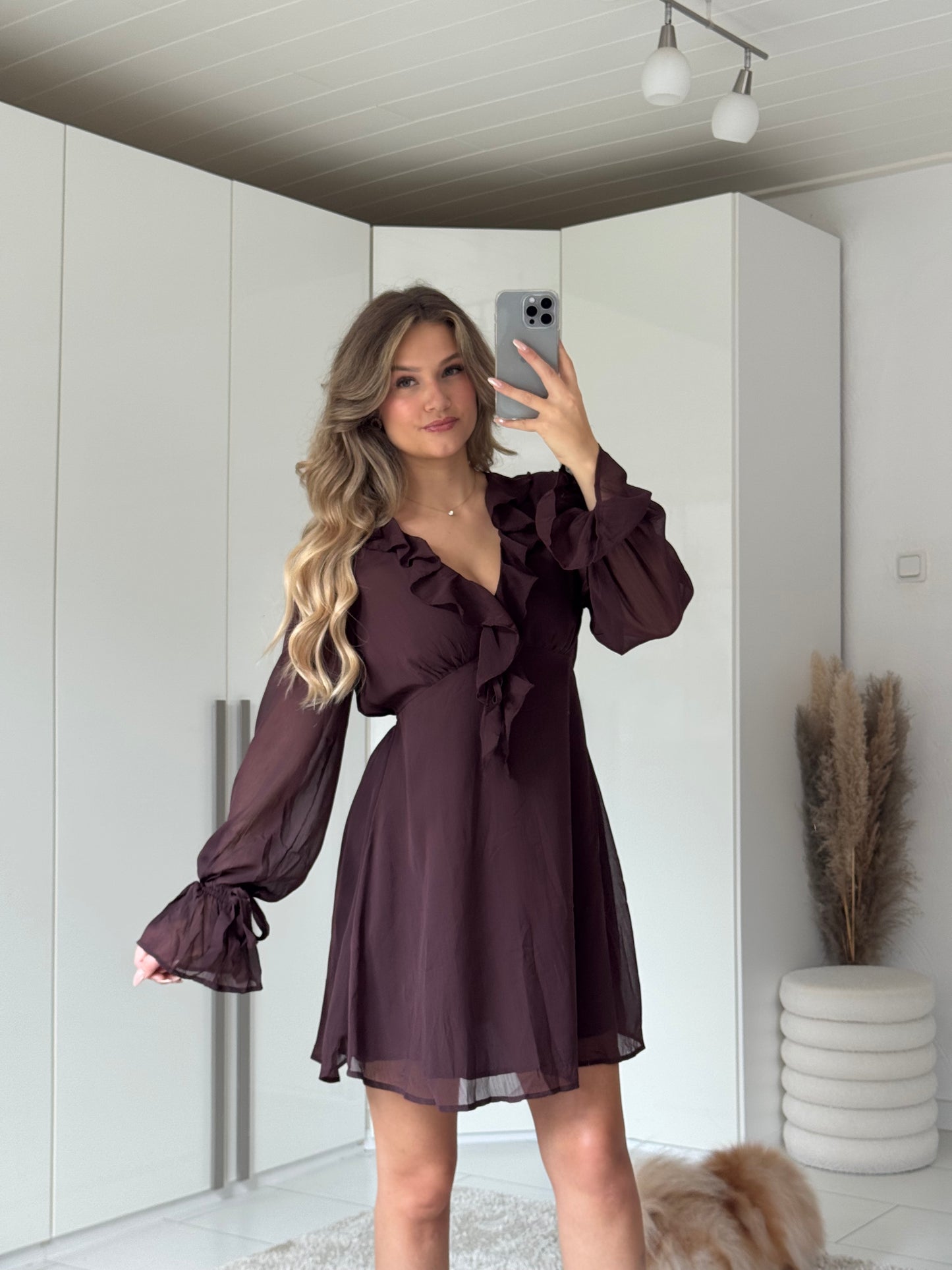 Volant Kleid Schoko