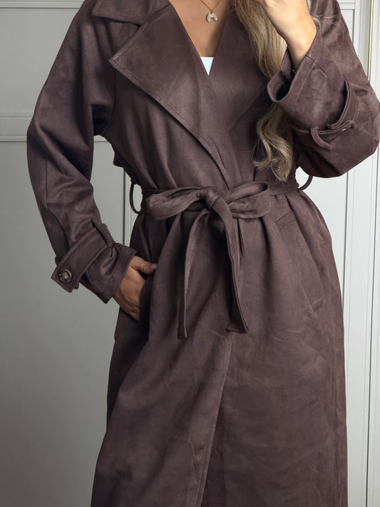 Wildleder Optik Trenchcoat