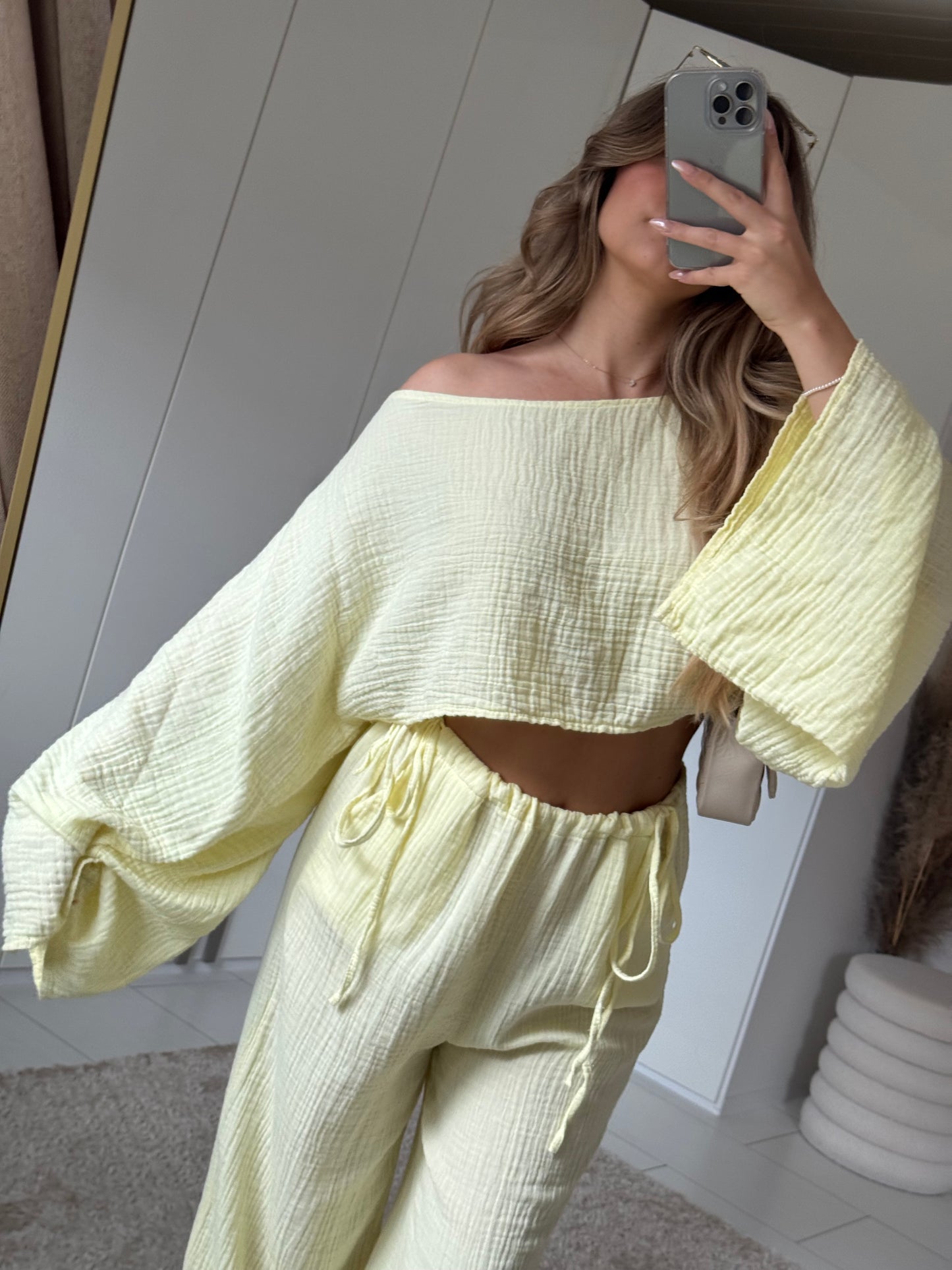 Musselin Zweiteiler lemon