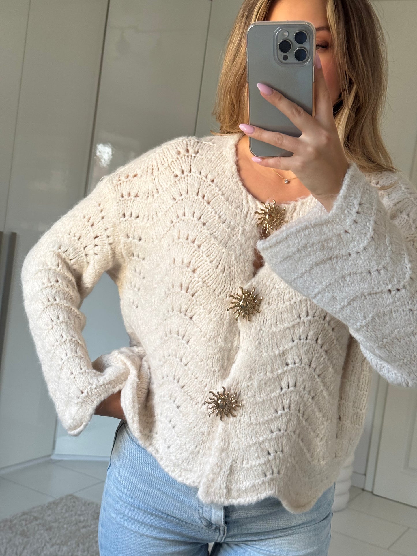 Sunny Wave Cardigan Creme
