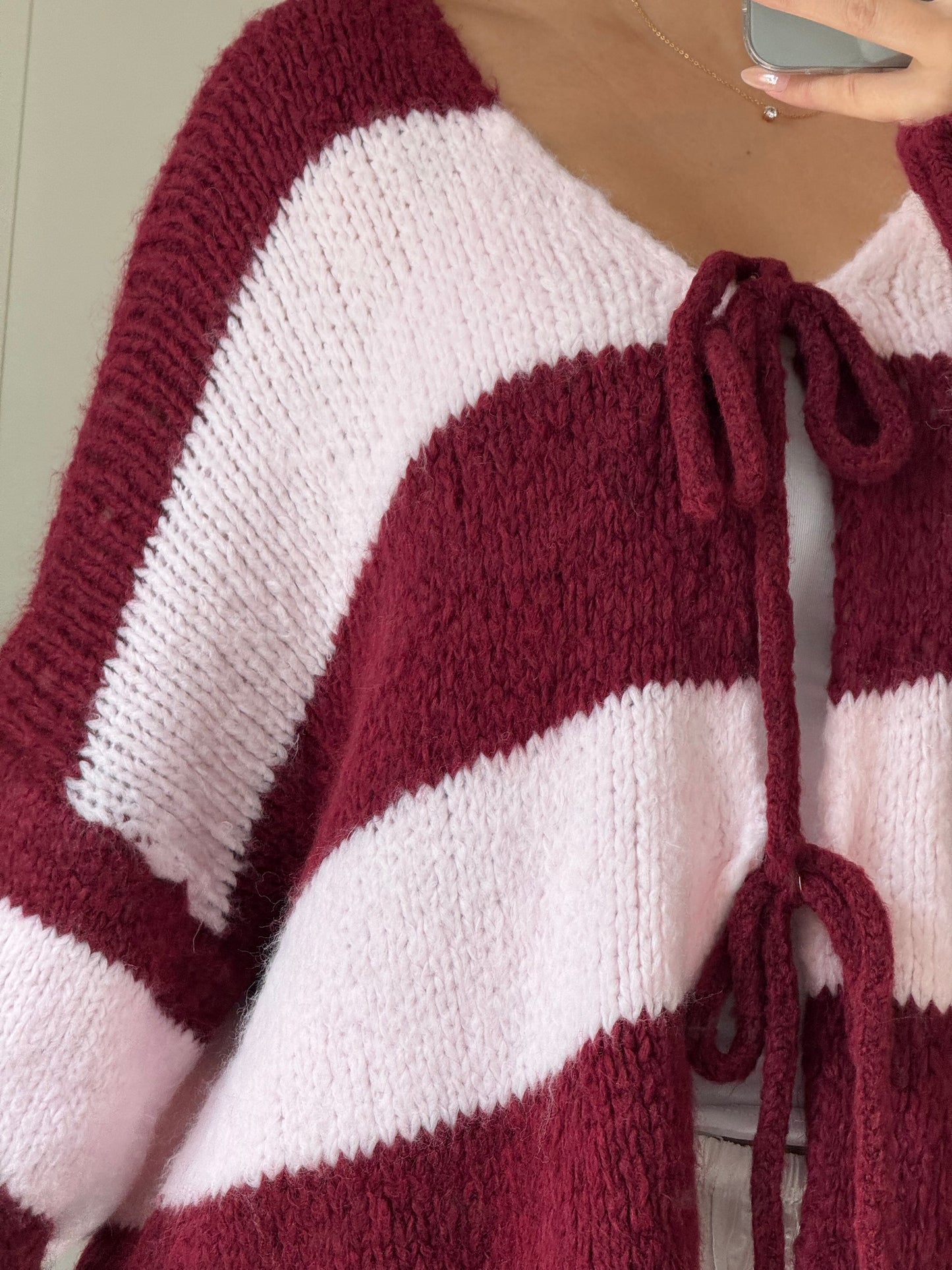 Streifen Cardigan - Berry