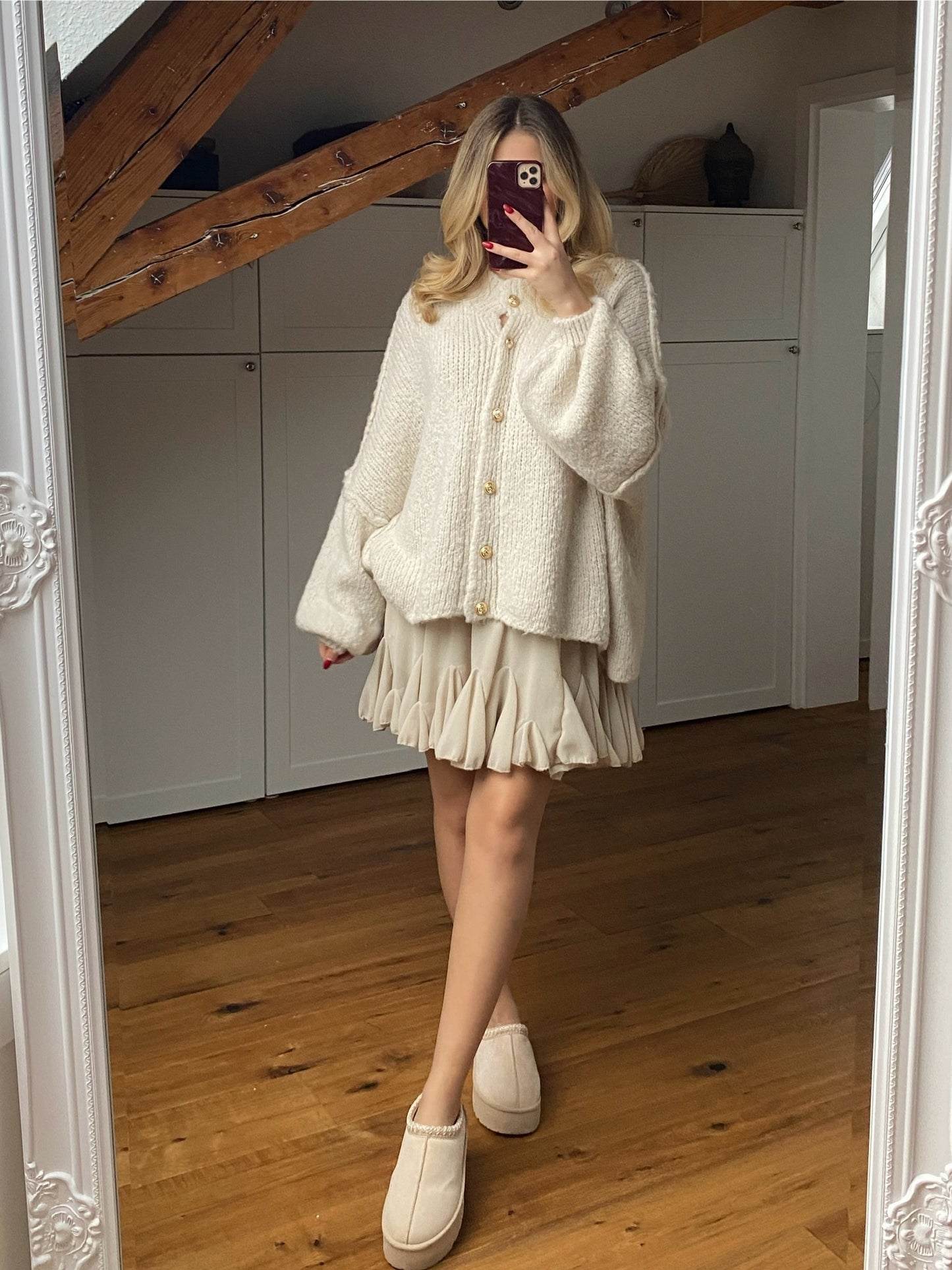 Cozy Strickjacke - Creme