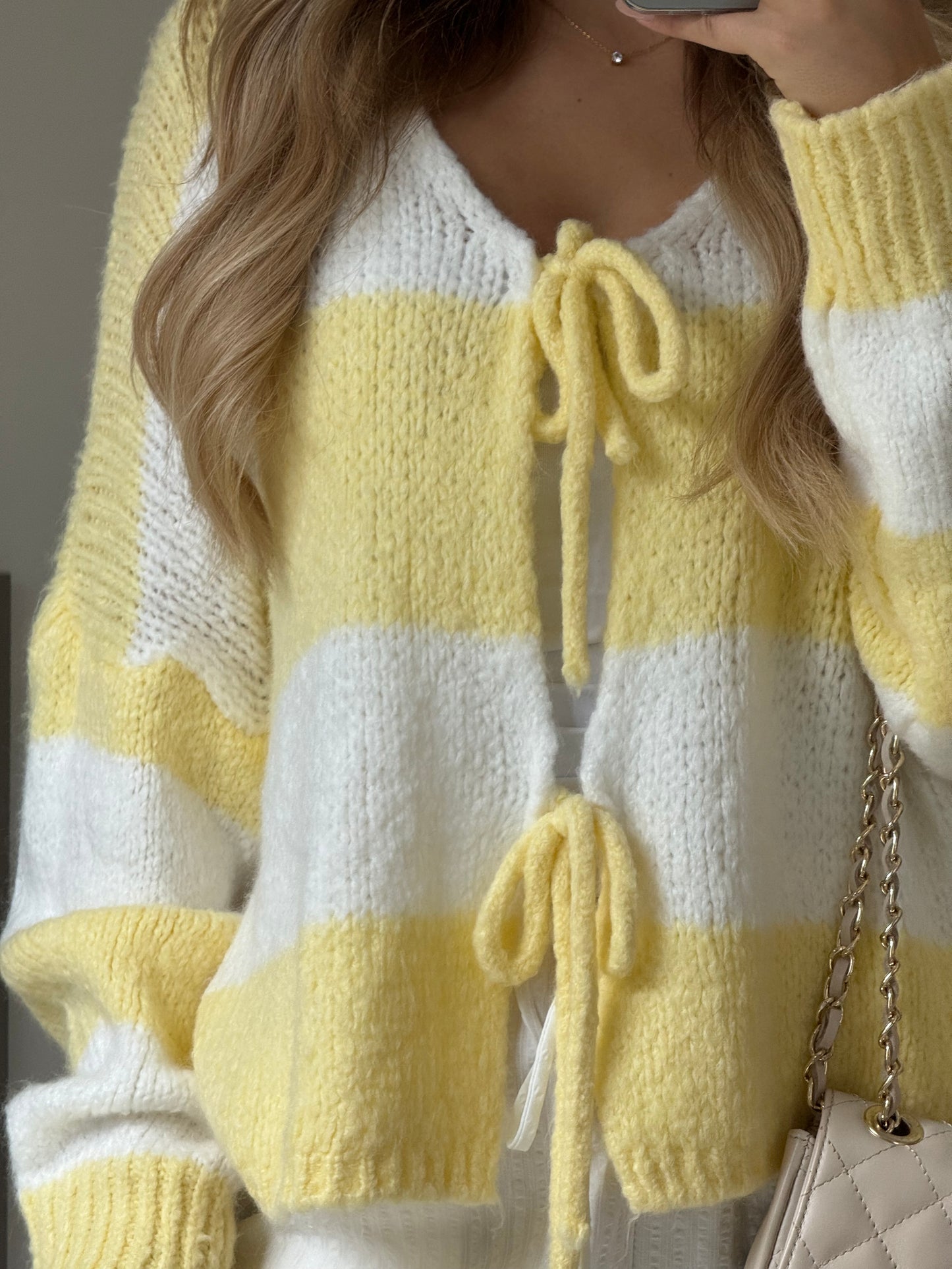 Streifen Cardigan - Lemon