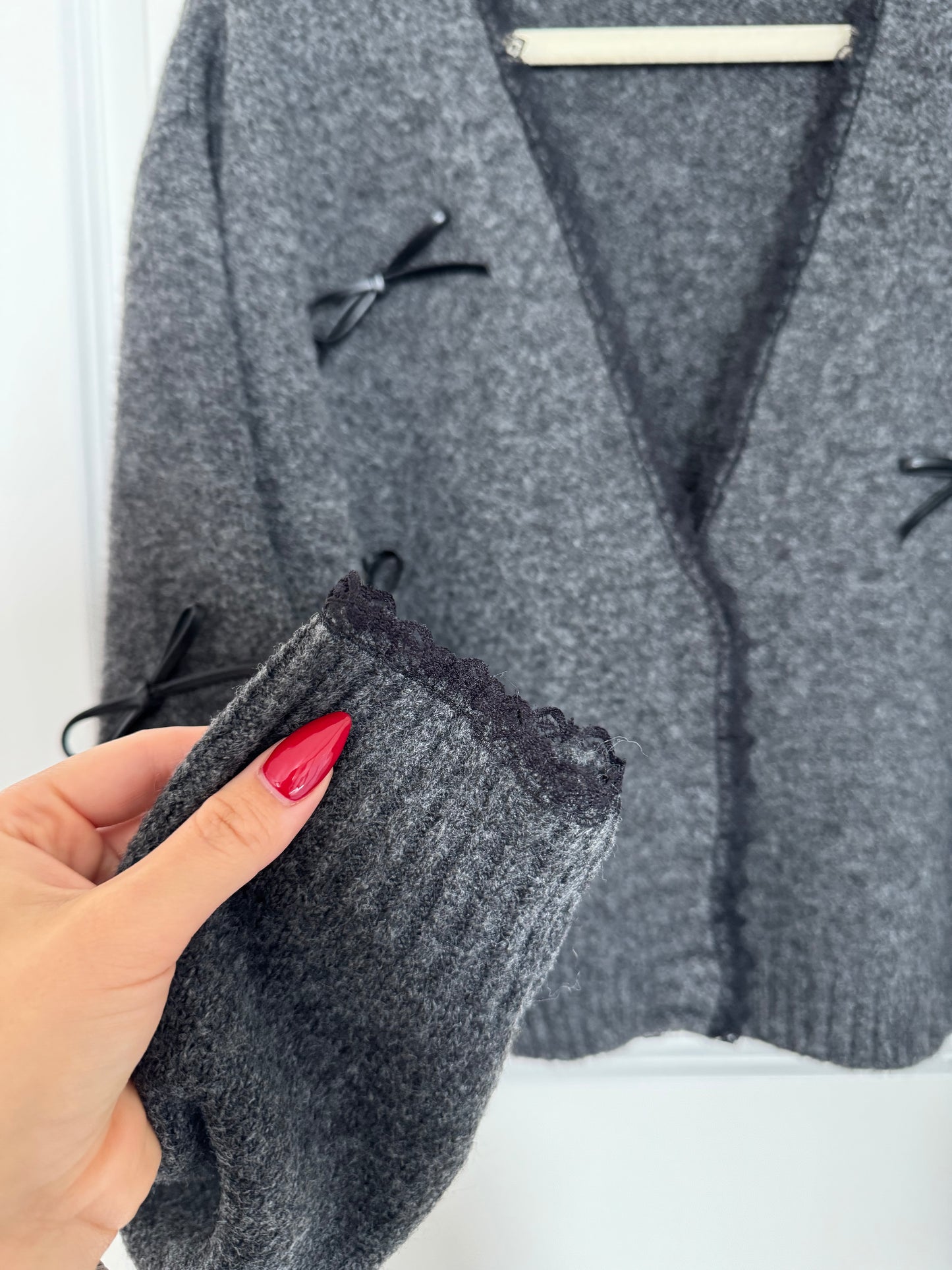 Sweet Bows Cardigan - dark grey
