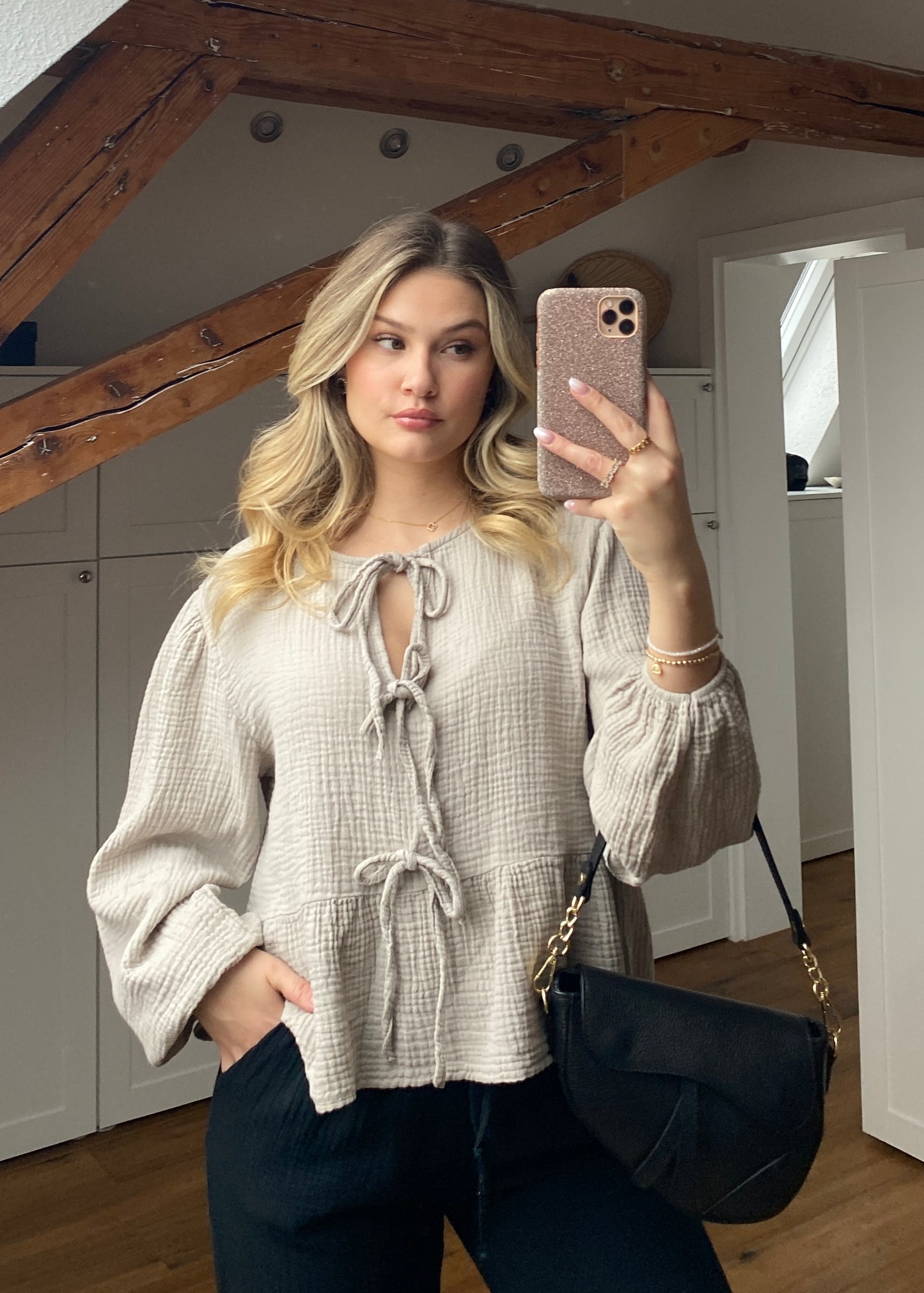 Ava Musselin Bluse - creme