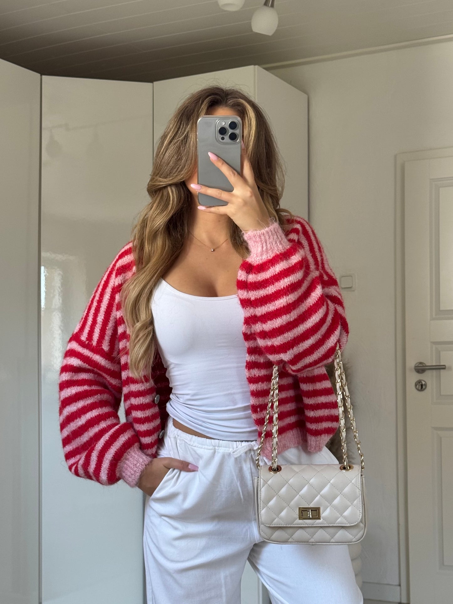 Pure Streifencardigan - Cherry