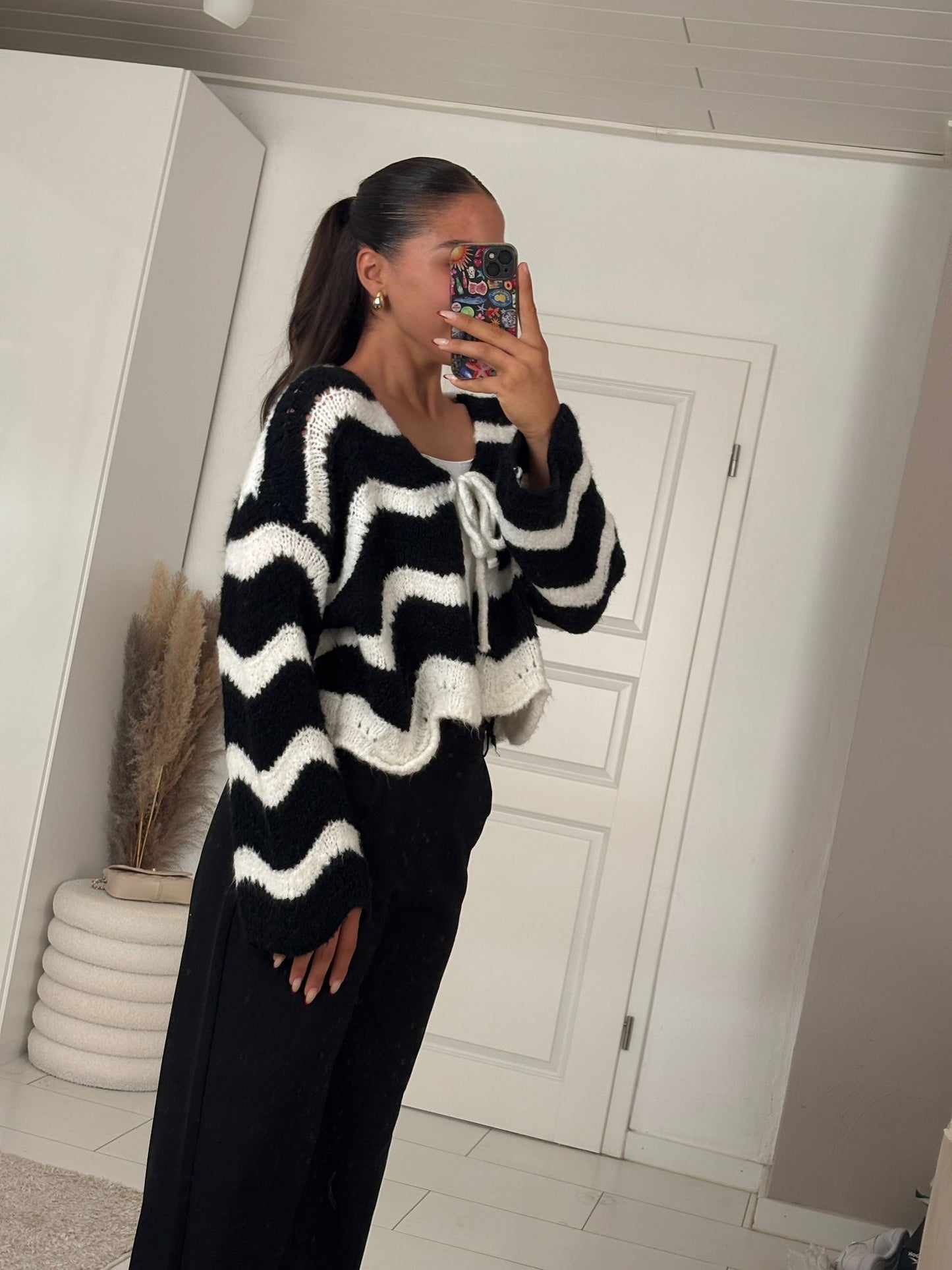 Wave Cardigan schwarz-weiß
