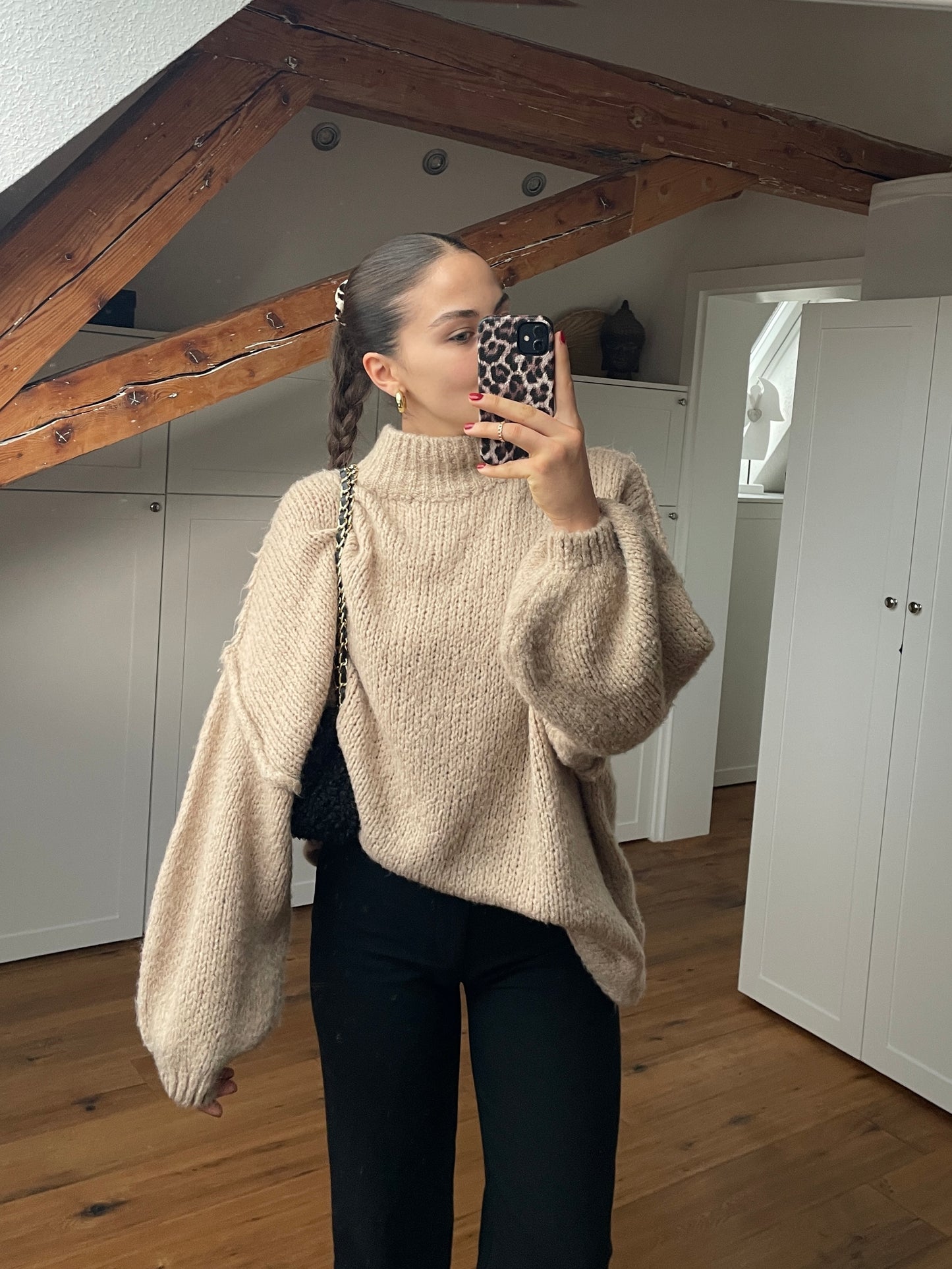Cozy long Strickpullover - Toffee
