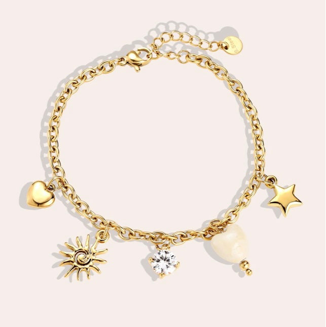 Armband mit Anhängern - Gold