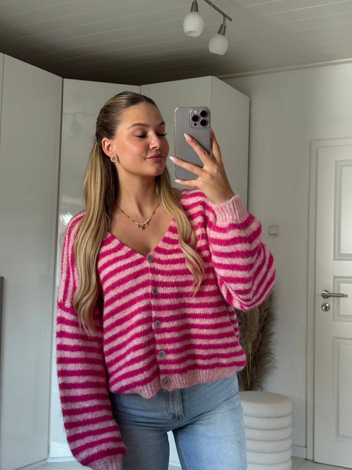 Pure Streifencardigan - Pinkberry