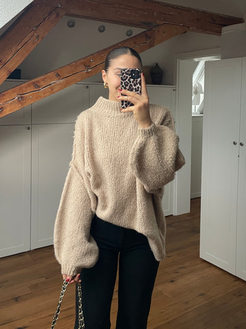 Cozy long Strickpullover - Toffee