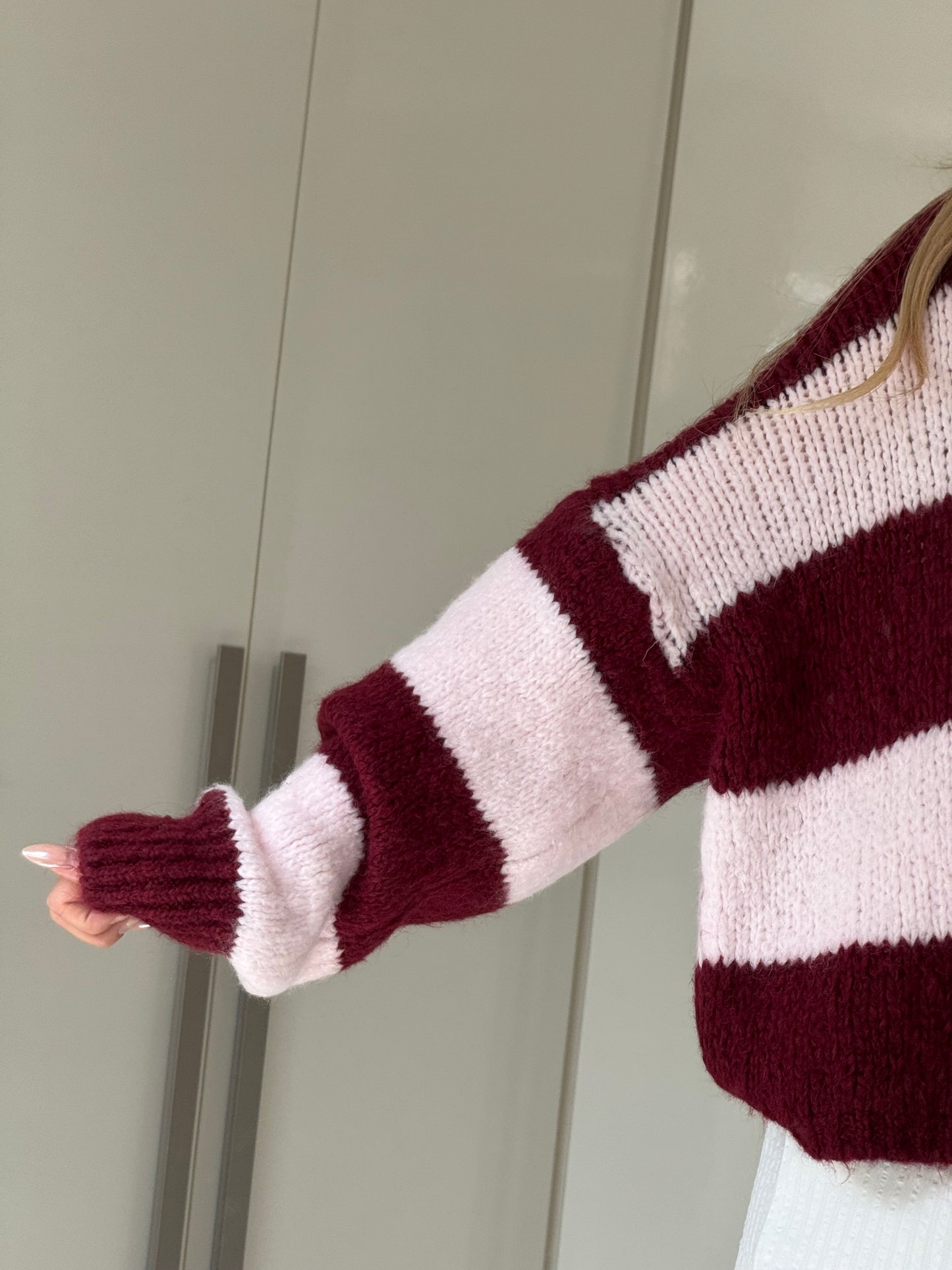 Streifen Cardigan - Berry