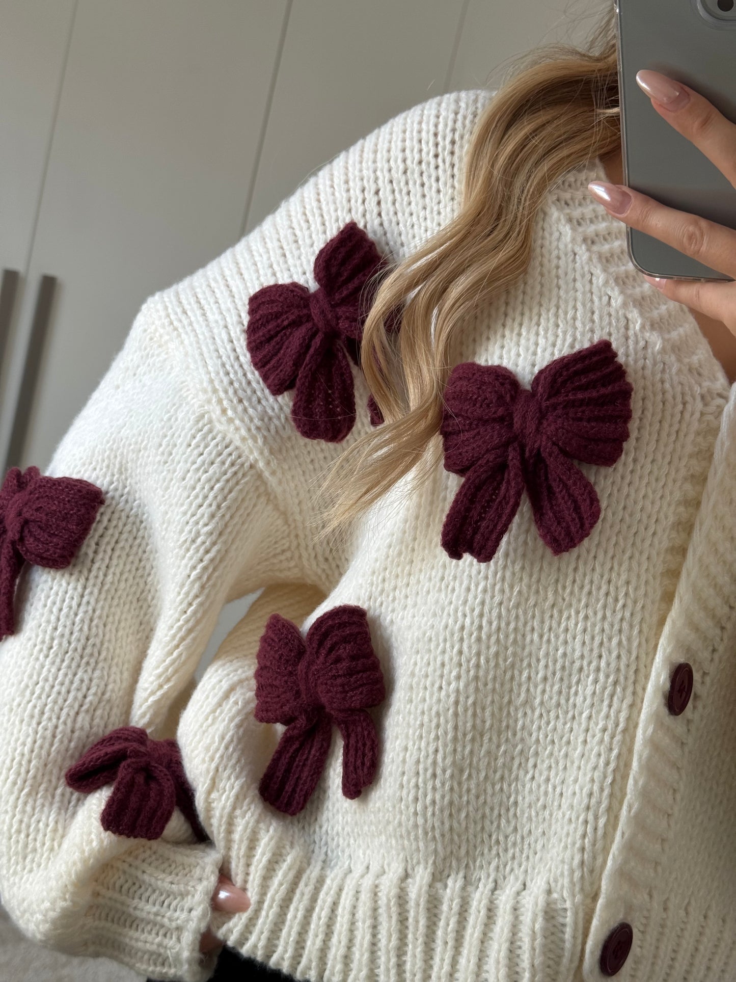 Bows Cardigan Burgundy
