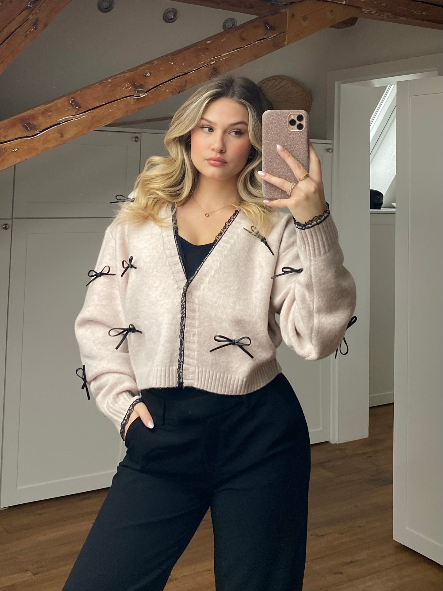Sweet Bows Cardigan - beige