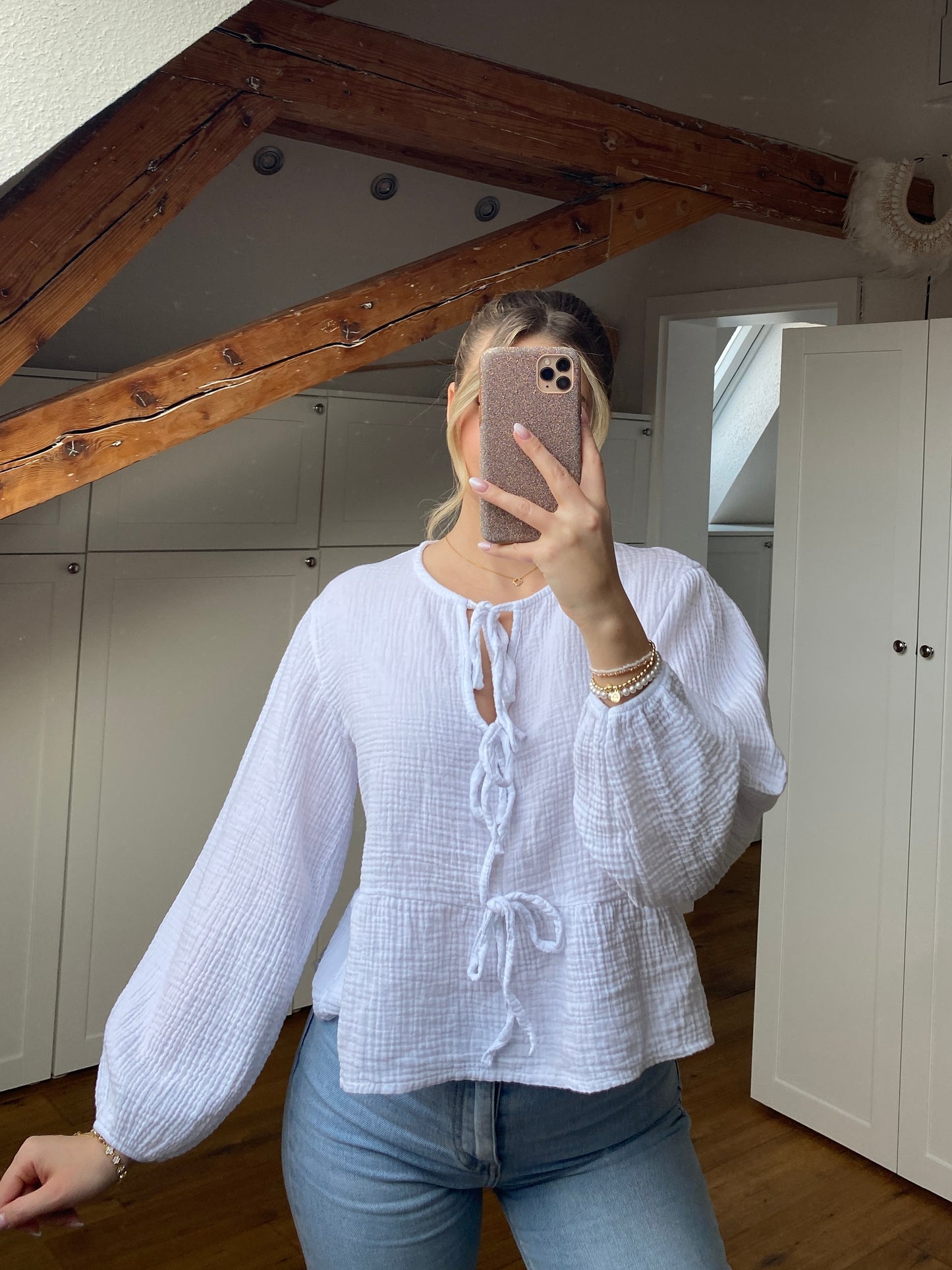 Ava Musselin Bluse - weiß