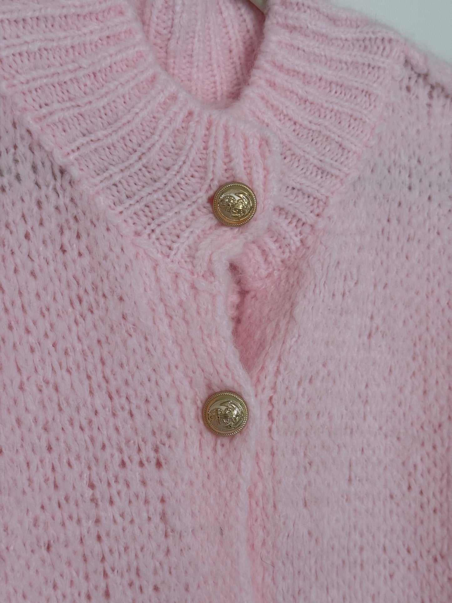 Cozy long Strickjacke - Puderrosa