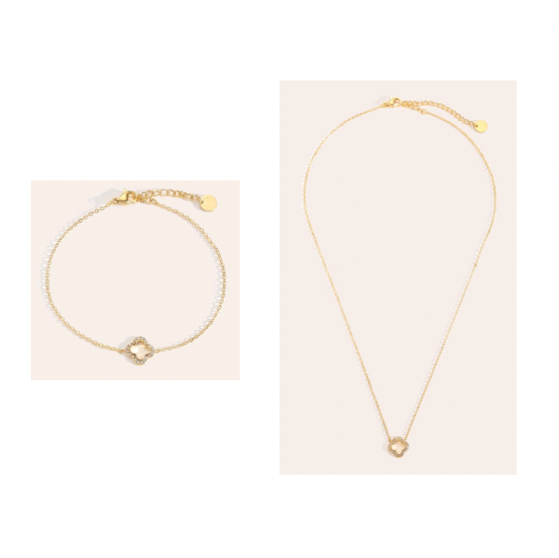 Halskette + Armband Diamond Klee Gold