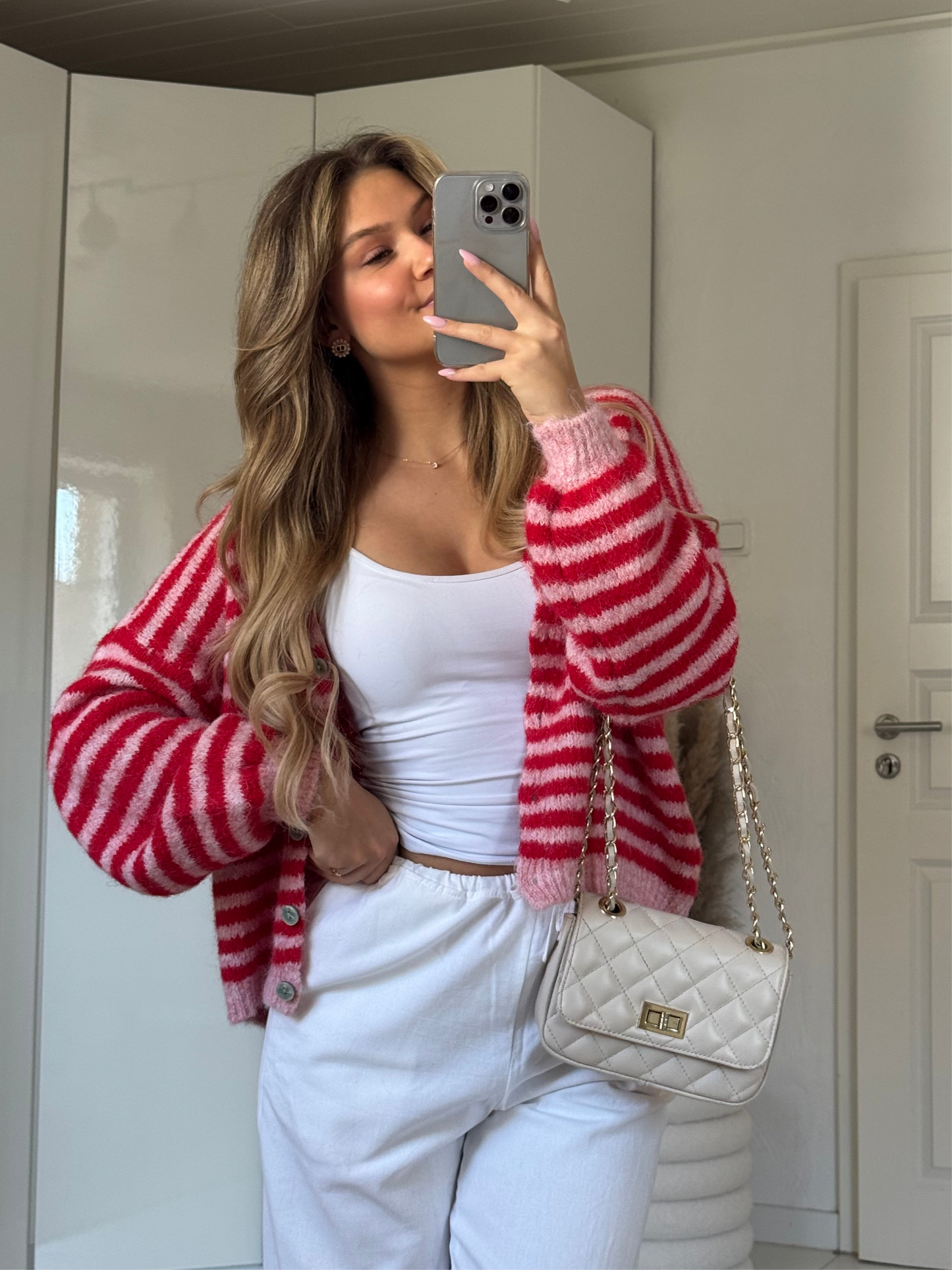 Pure Streifencardigan - Cherry