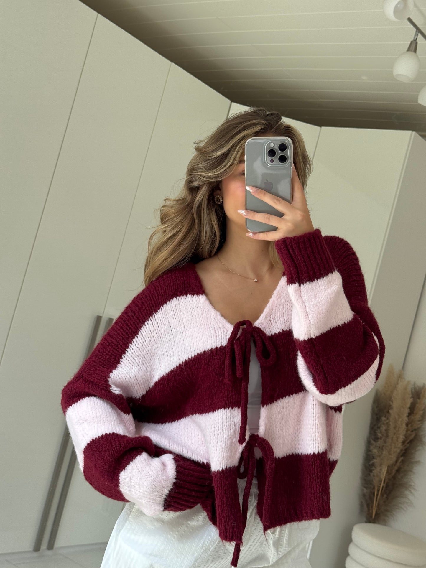 Streifen Cardigan - Berry