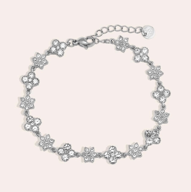Flower Sparkle Armband - Silber