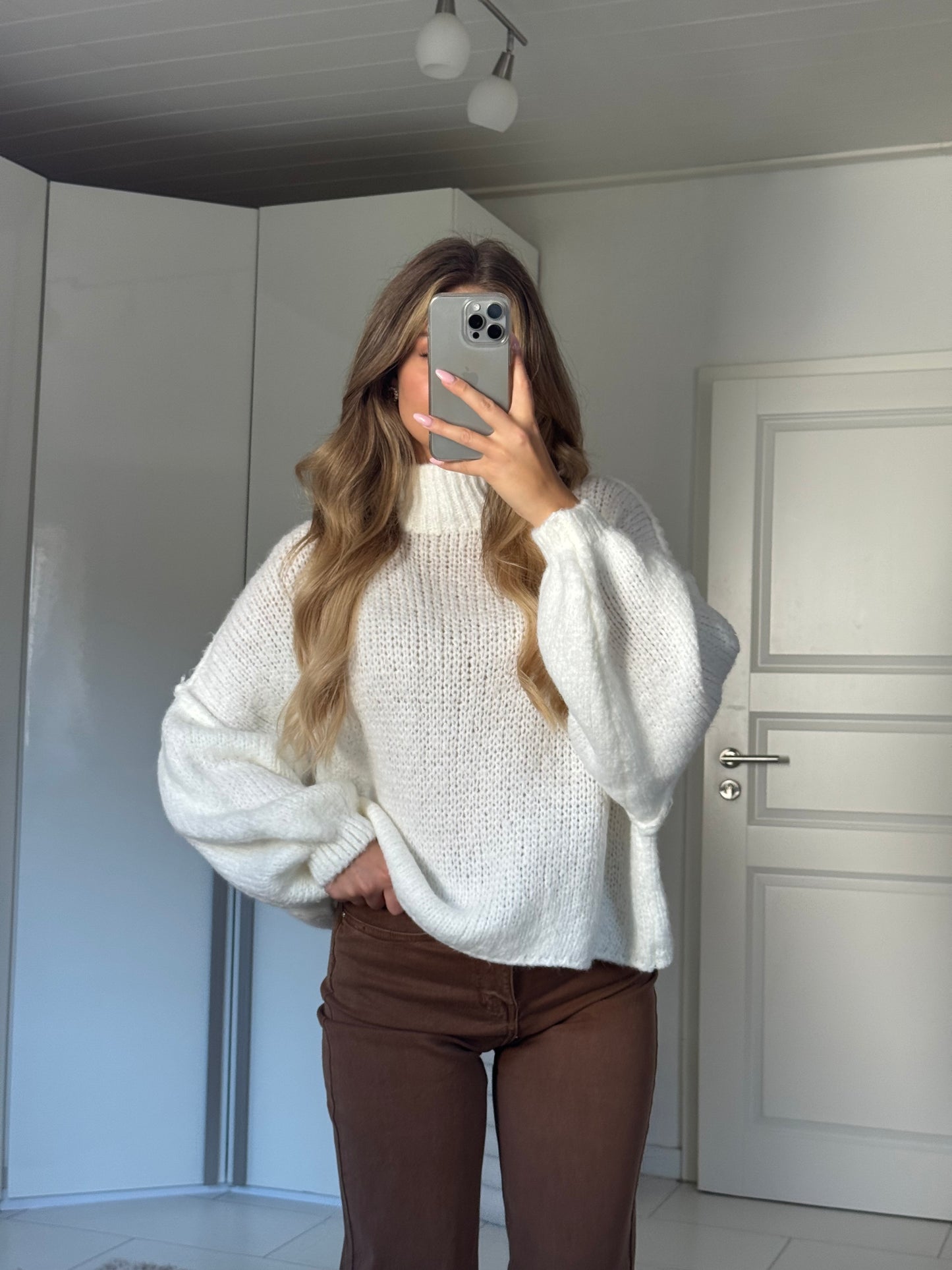 Cozy Strickpullover - Weiß