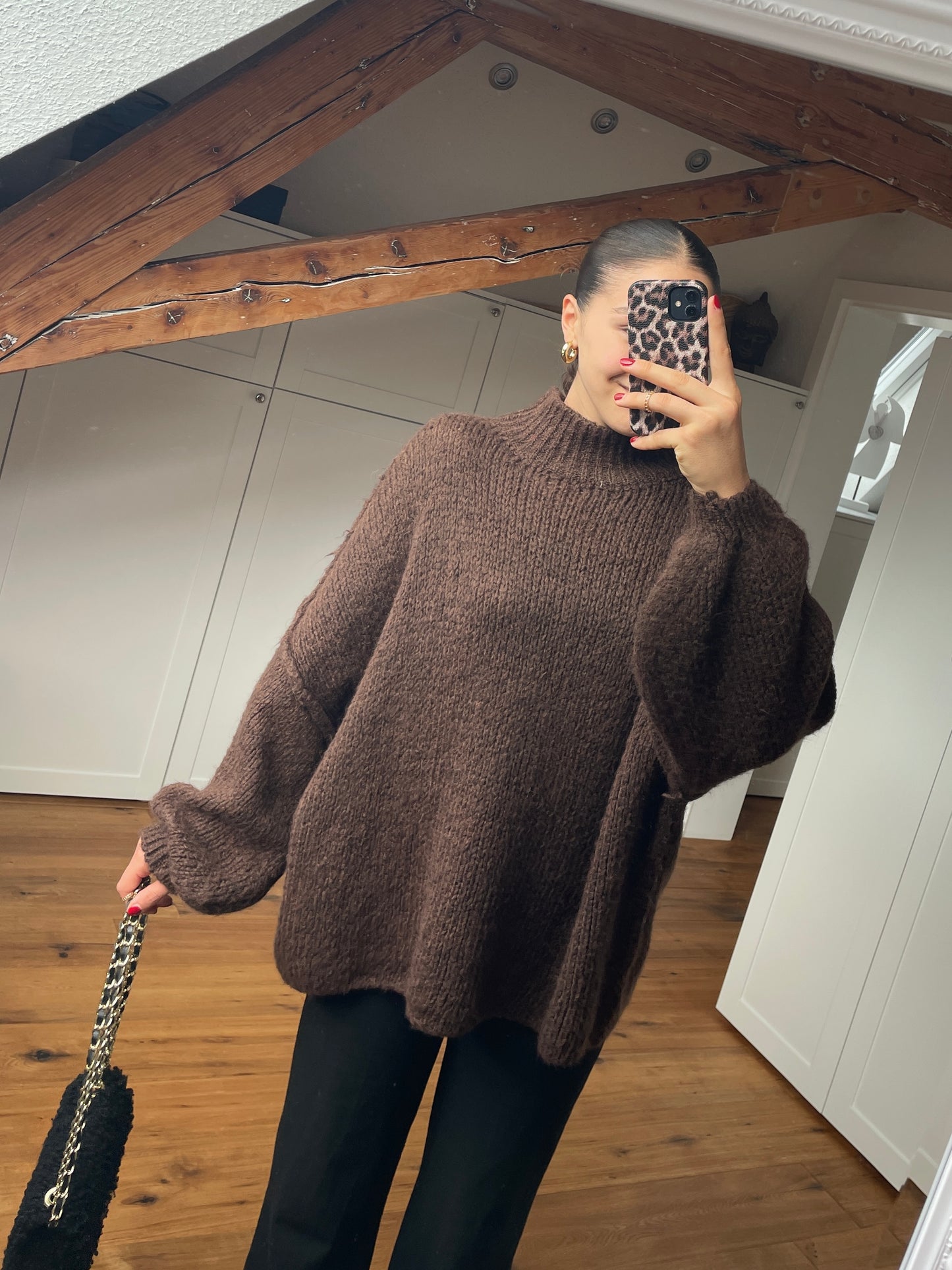 Cozy Strickpullover - Schoko