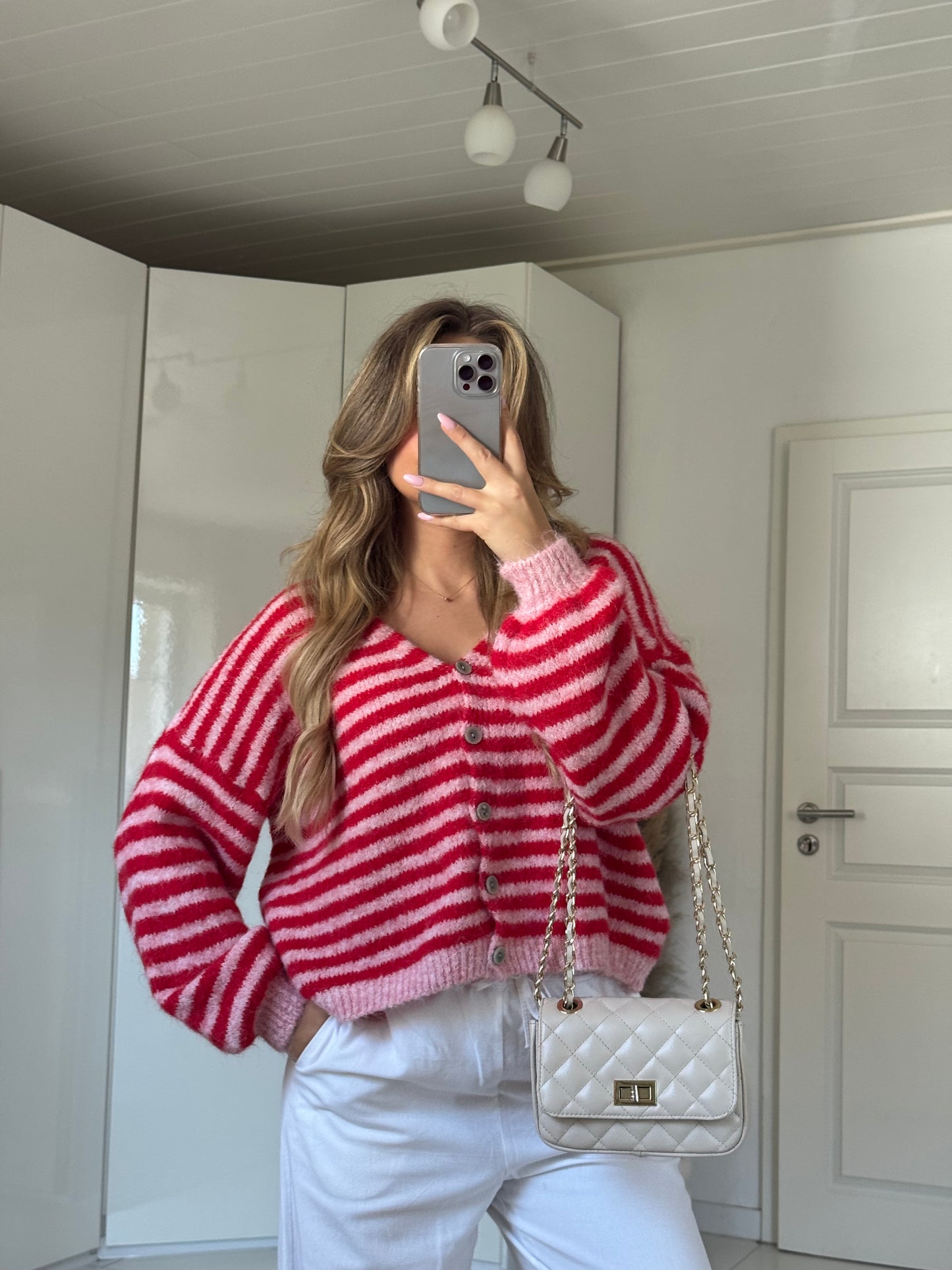 Pure Streifencardigan - Cherry