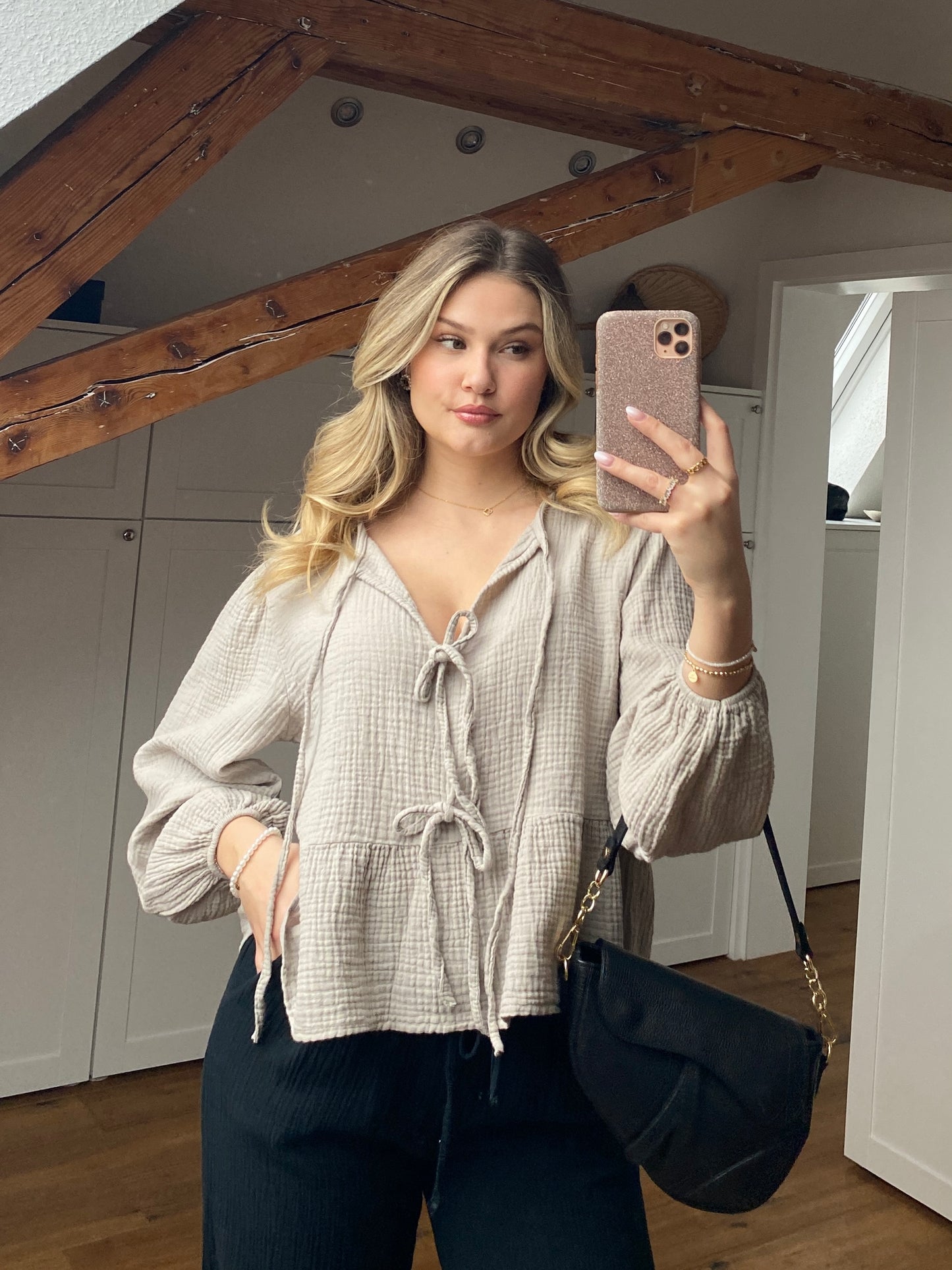 Ava Musselin Bluse - creme