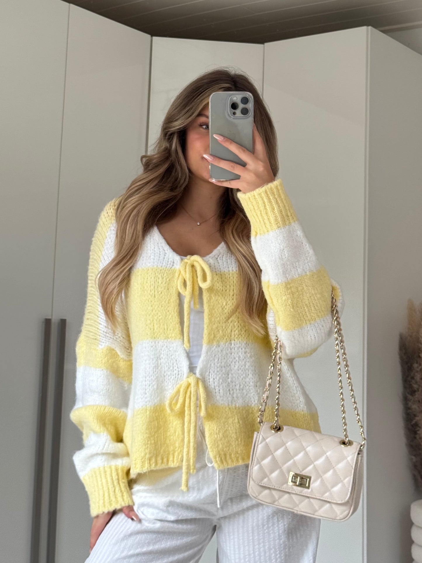 Streifen Cardigan - Lemon