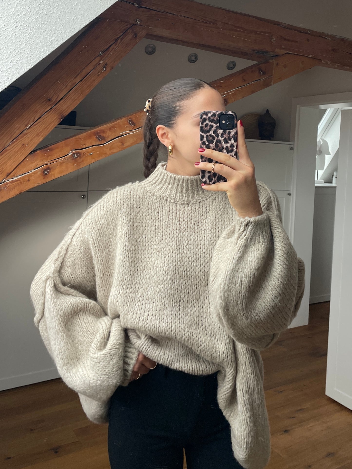 Cozy Strickpullover - taupe