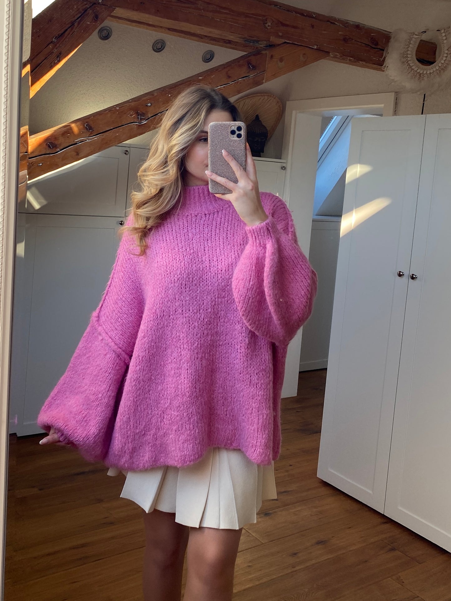 Cozy long Strickpullover - Pink