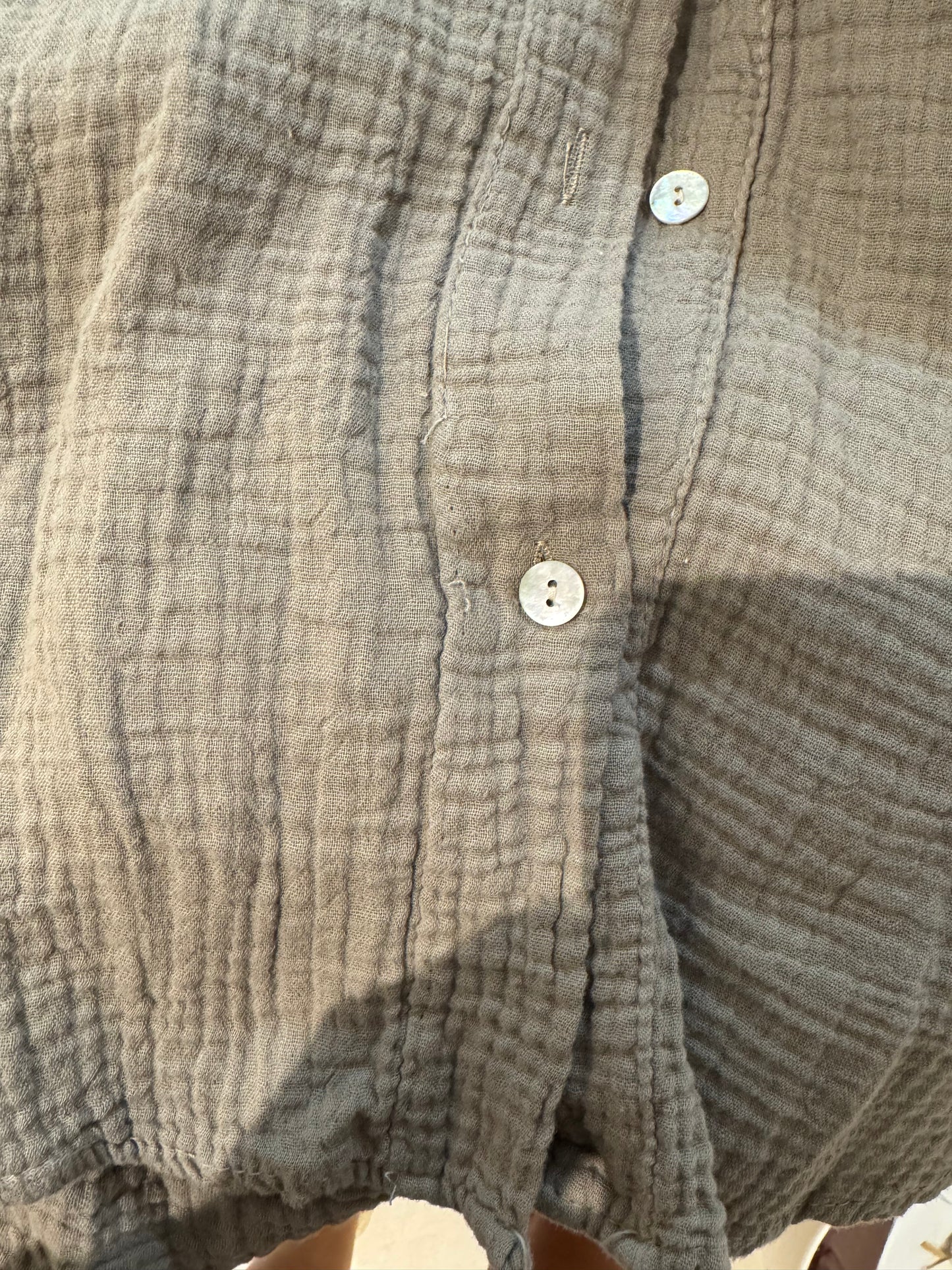 B Ware Musselin Bluse mit Ballonärmeln - greige