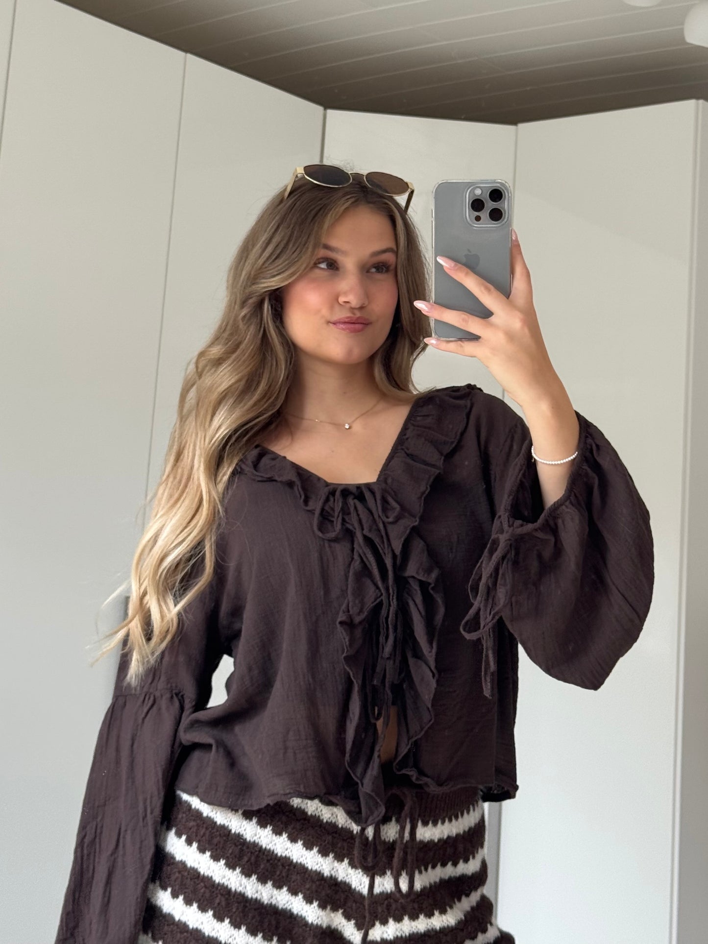 Rüschi Bluse schoko