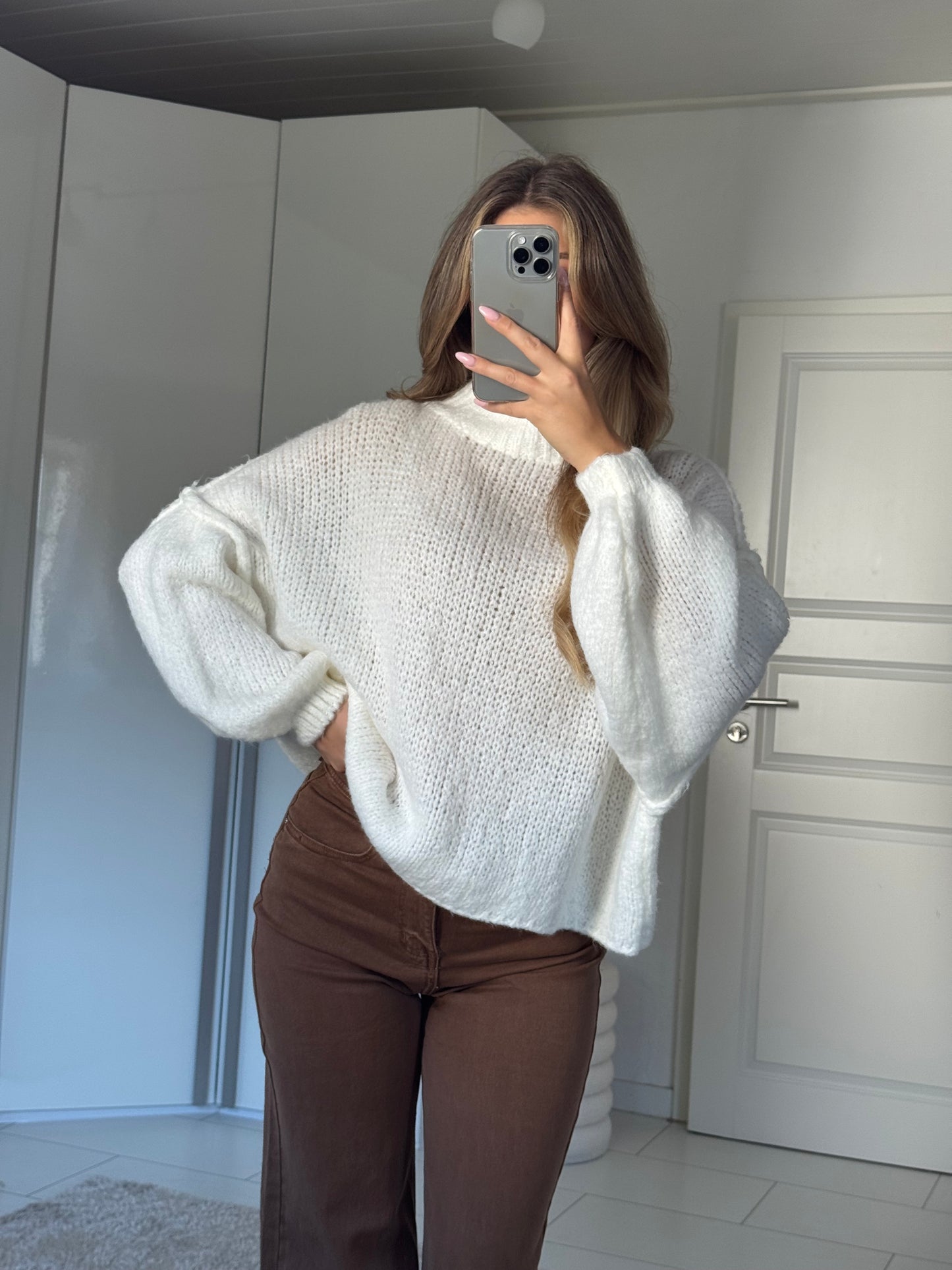 Cozy Strickpullover - Weiß