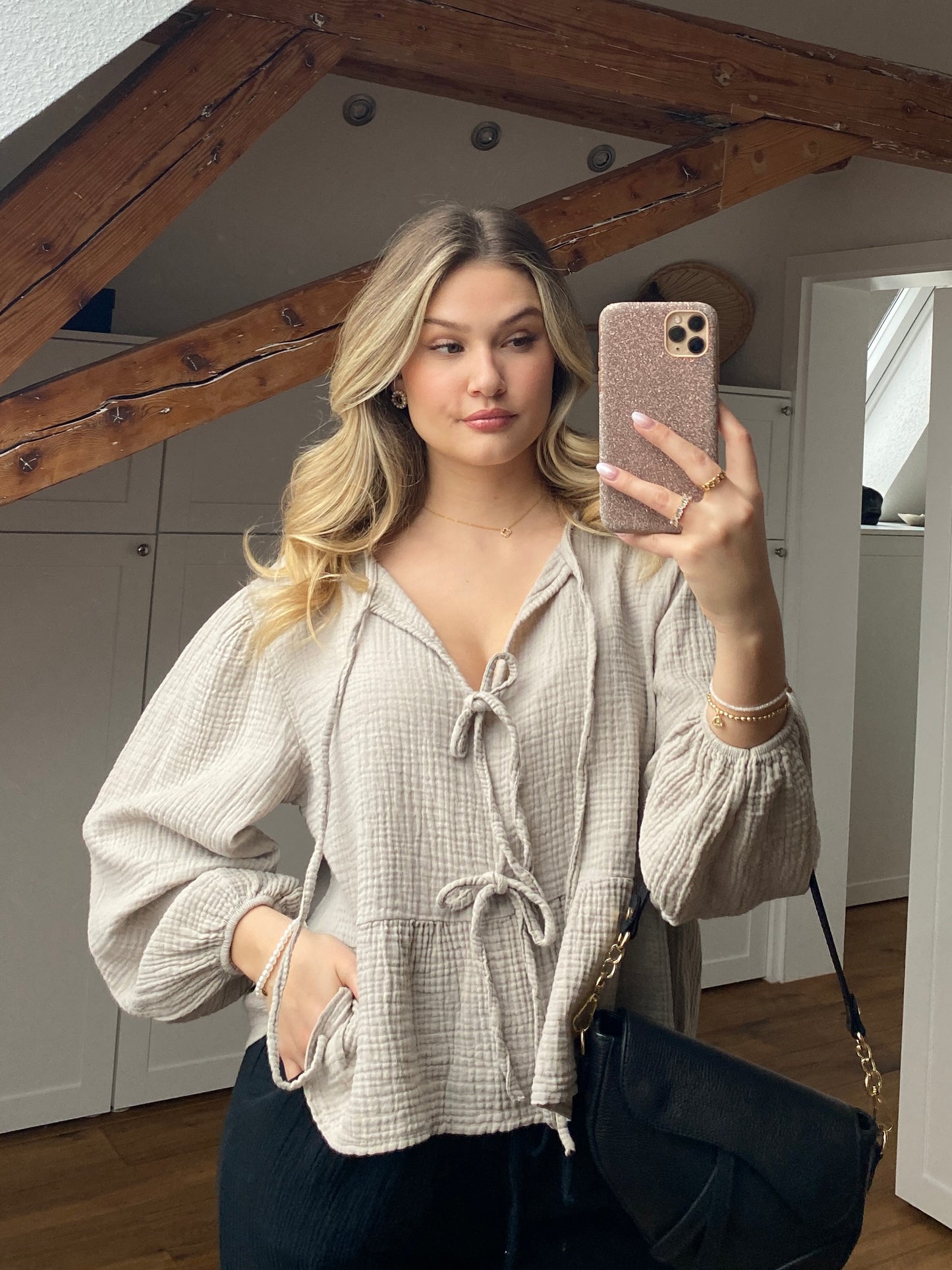 Ava Musselin Bluse - creme