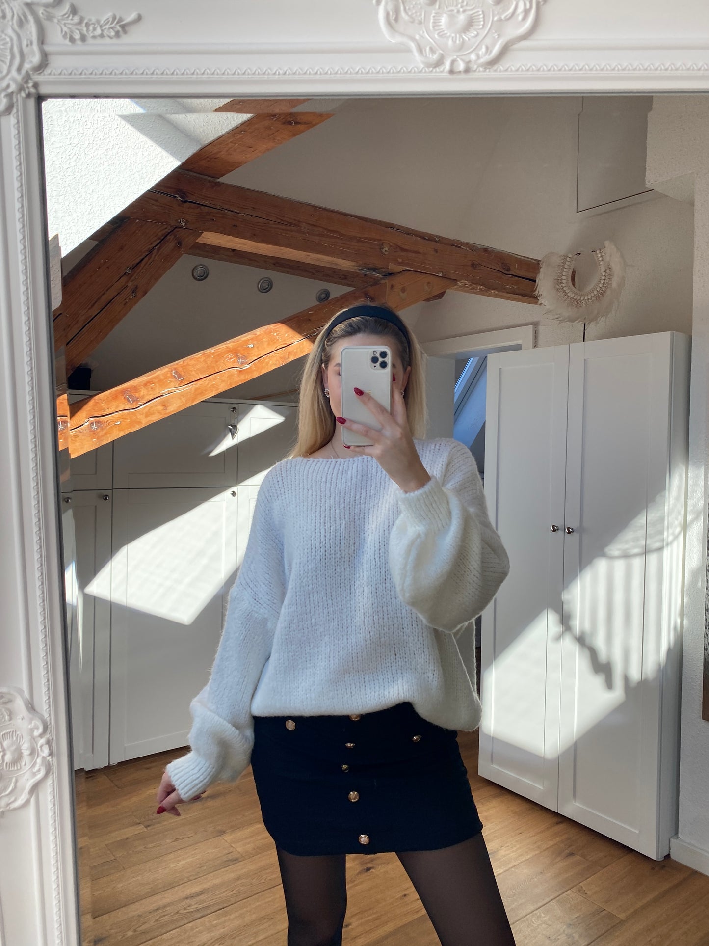 Schleifchen Strickjacke - weiß