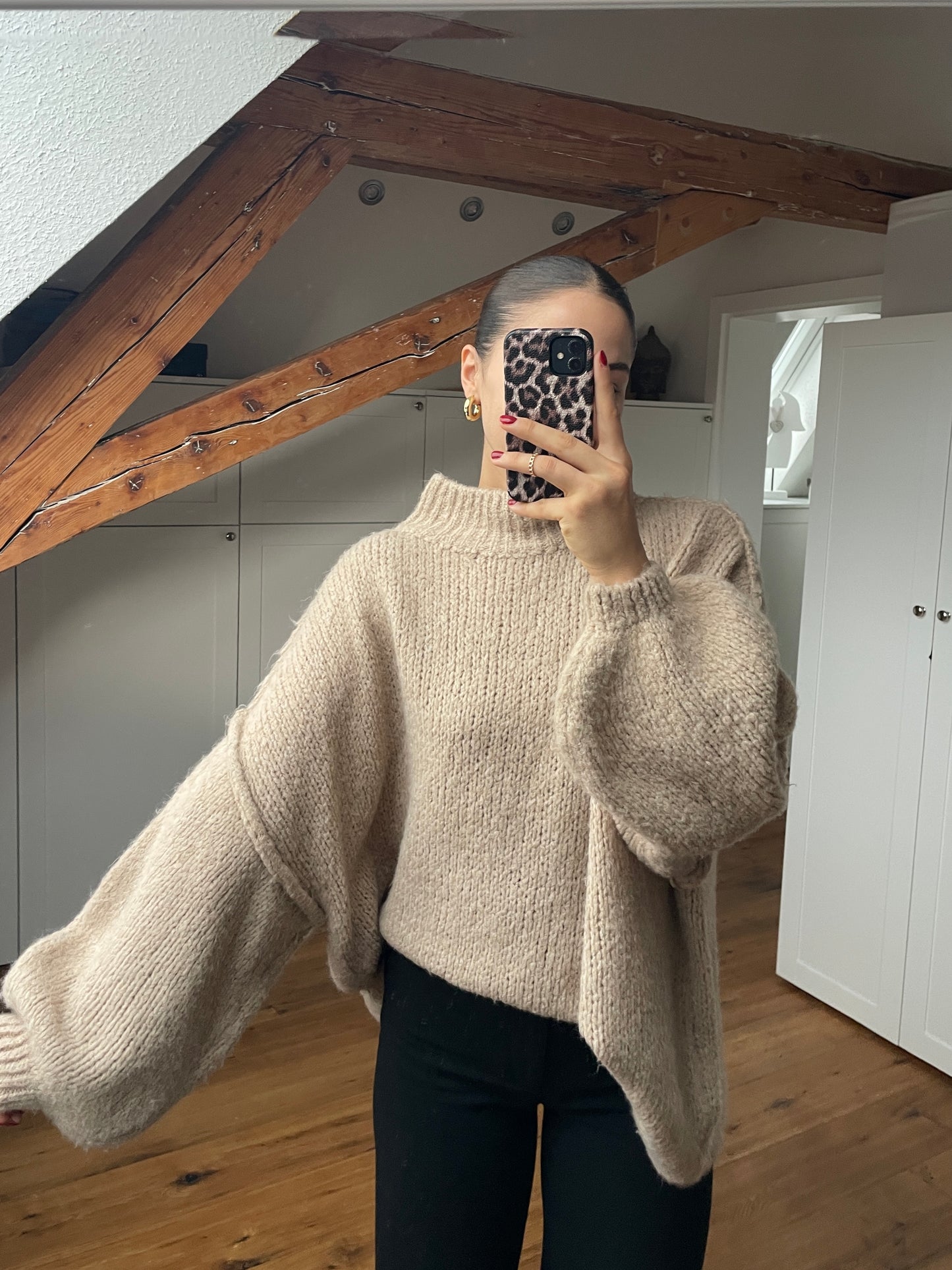Cozy long Strickpullover - Toffee