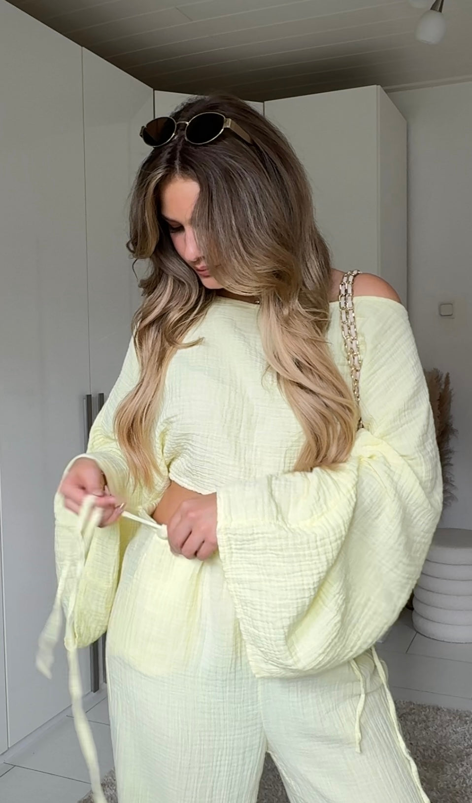 Musselin Zweiteiler lemon