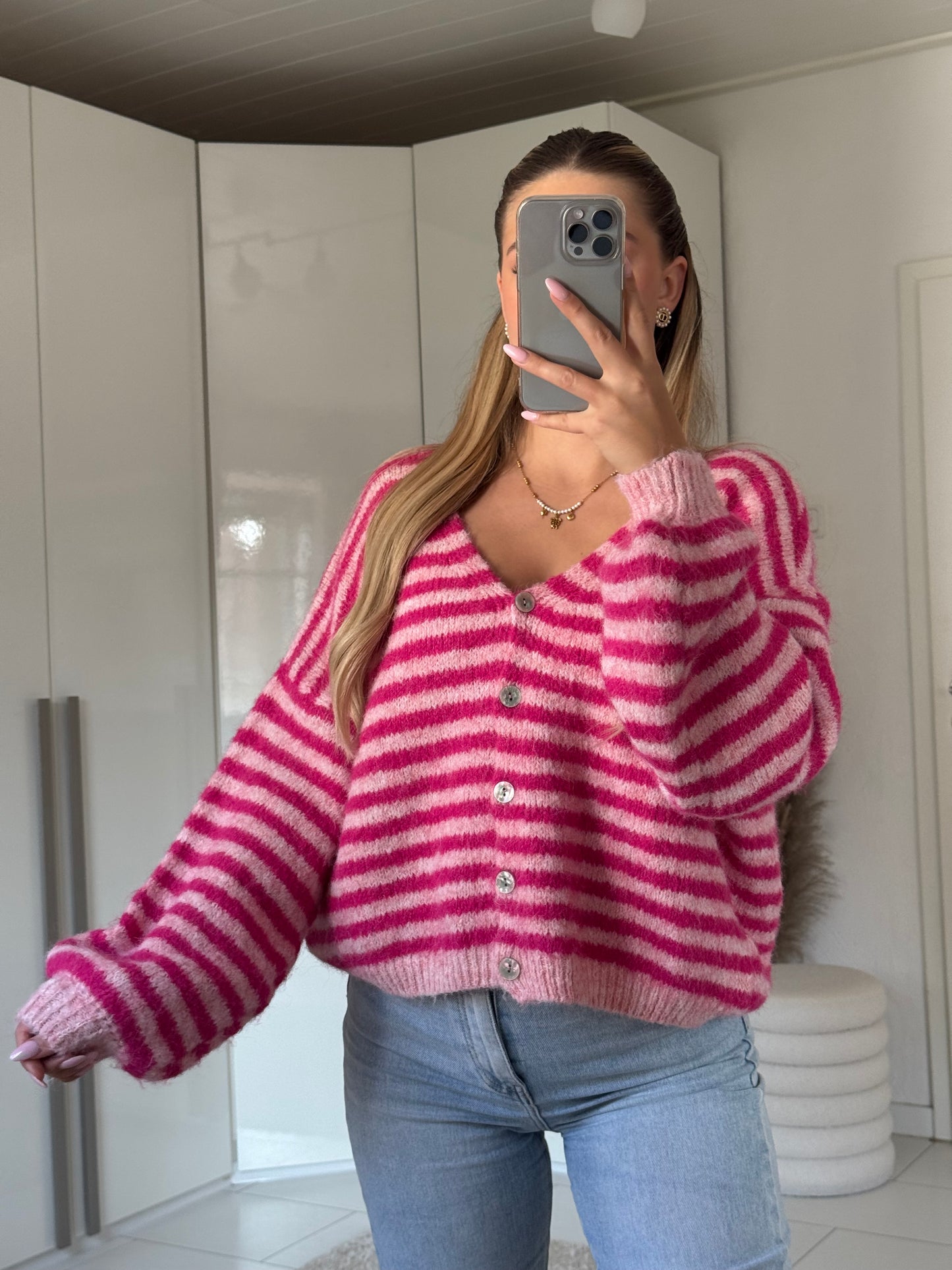 Pure Streifencardigan - Pinkberry