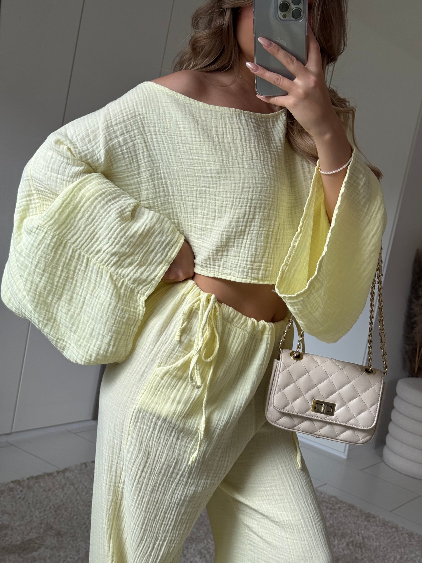 Musselin Zweiteiler lemon