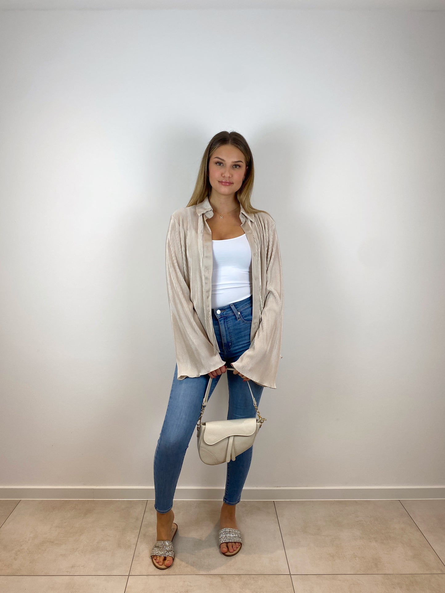 Plissee Hemd creme