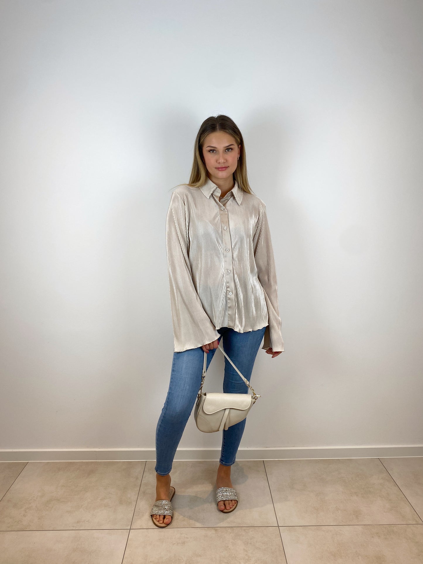 Plissee Hemd creme