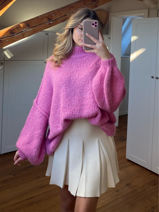 Cozy long Strickpullover - Pink