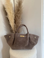 Wildleder Handtasche taupe