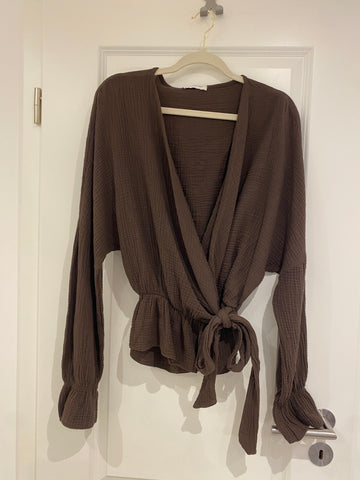 Musselin Wickelbluse  - Schoko